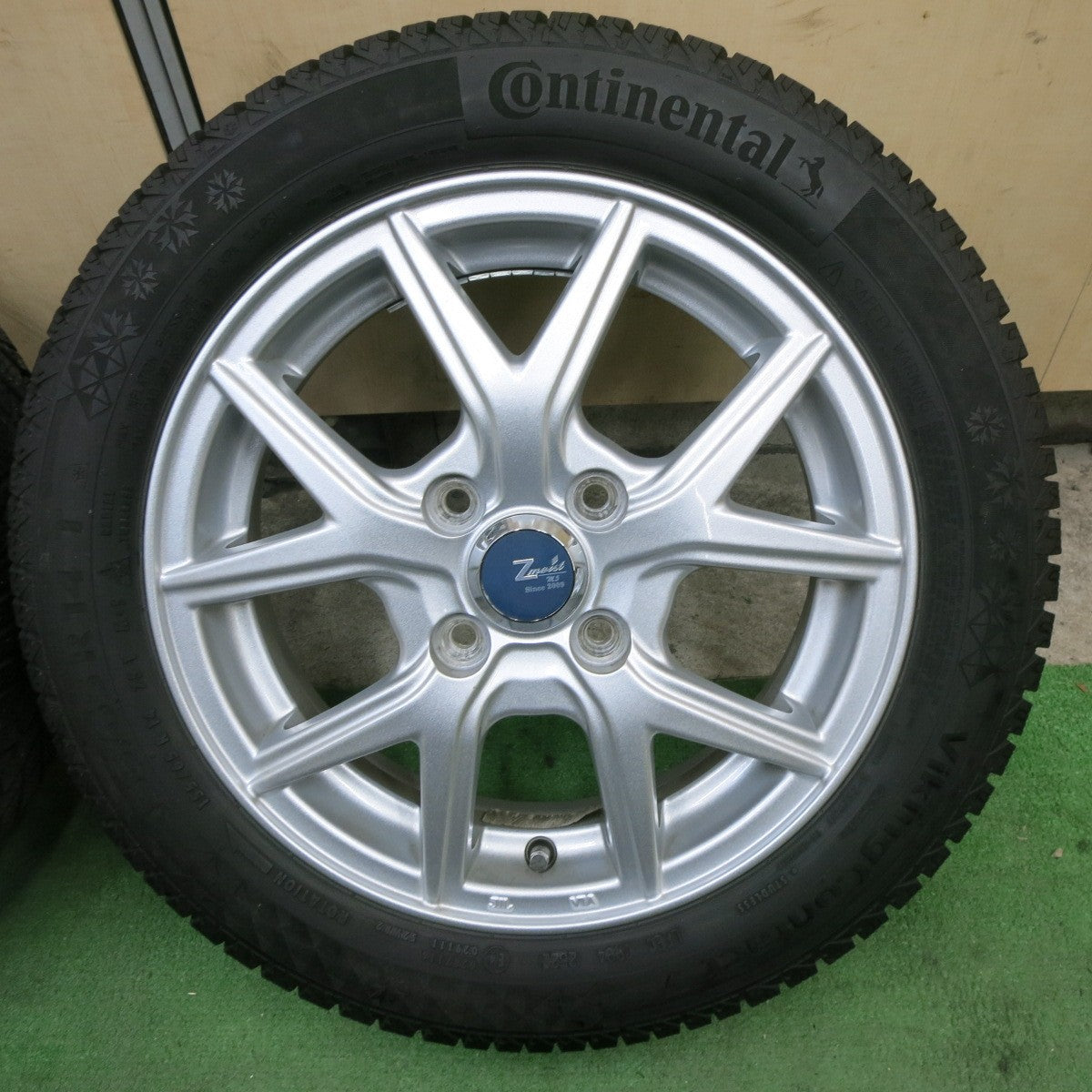 バリ溝！22年！キレイ！9分★スタッドレス 155/65R14 コンチネンタル バイキング コンタクト7 Zmeist M5 14インチ PCD100/4H★6012607ナス