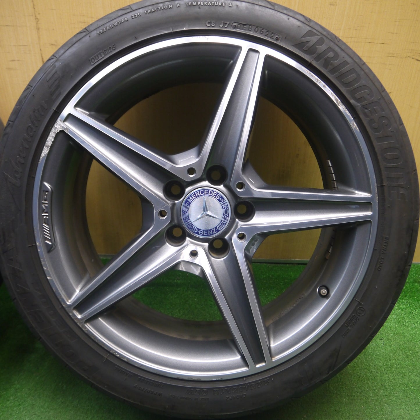 [送料無料] 4本価格！22年★ベンツ Cクラス W205 純正 AMG 225/45R18 245/40R18 ブリヂストン ポテンザ RE004 アドレナリン 18インチ PCD112/5H★5021003Hノ