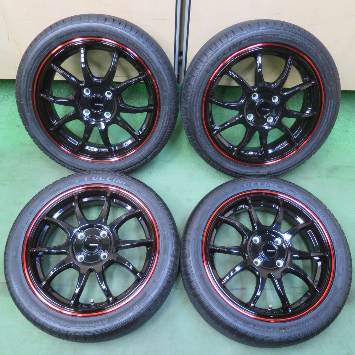 ほぼ未使用！25年！キレイ★165/50R15 ルッチーニ BUONO SPORT G-SPEED Gスピード 15インチ 軽サイズ コペン タフト 等 PCD100/4H★6033110イノ
