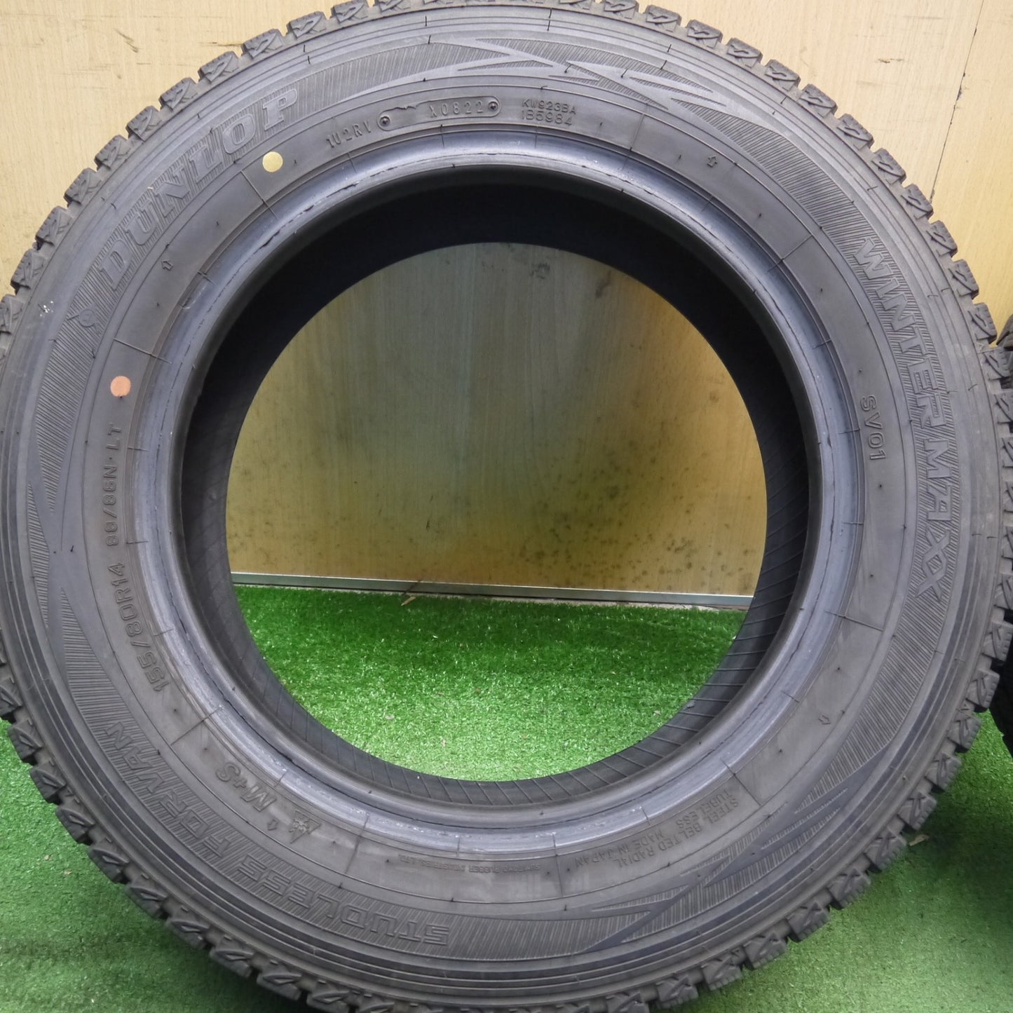 バリ溝！22年！9.5分◎スタッドレス 155/80R14 88/86N ダンロップ ウインターマックス SV01 タイヤ 14インチ サクシード プロボックス 等◎6090102Hスタ