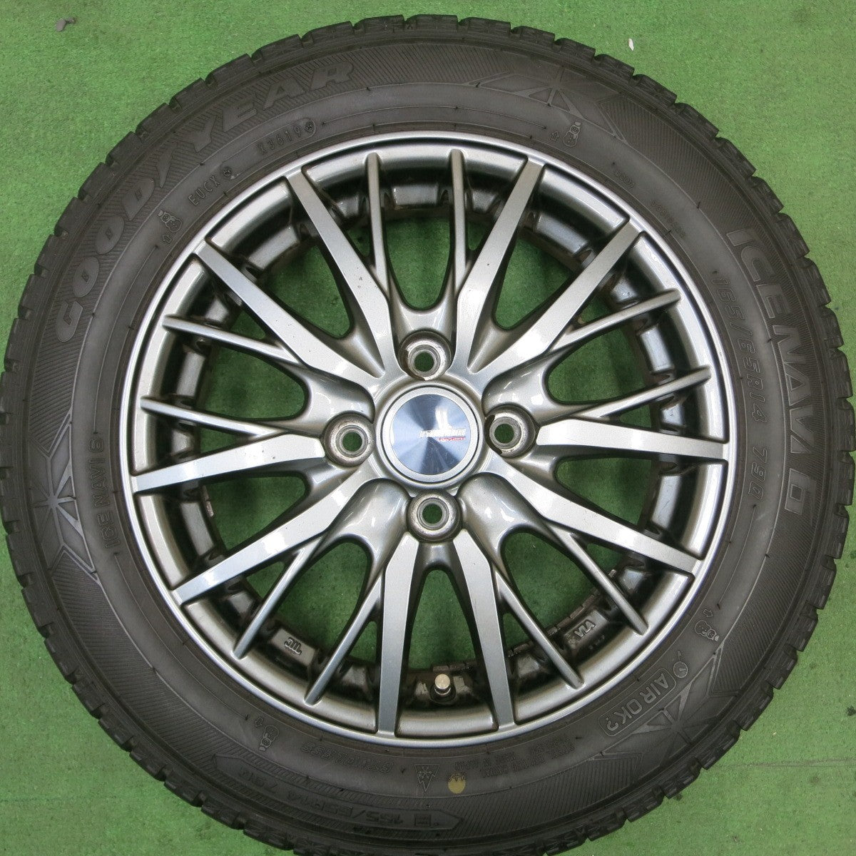 バリ溝！9.5分★スタッドレス 165/65R14 グッドイヤー アイスナビ6 ravrion RM01 ラブリオン 14インチ PCD100/4H★5050202TTス