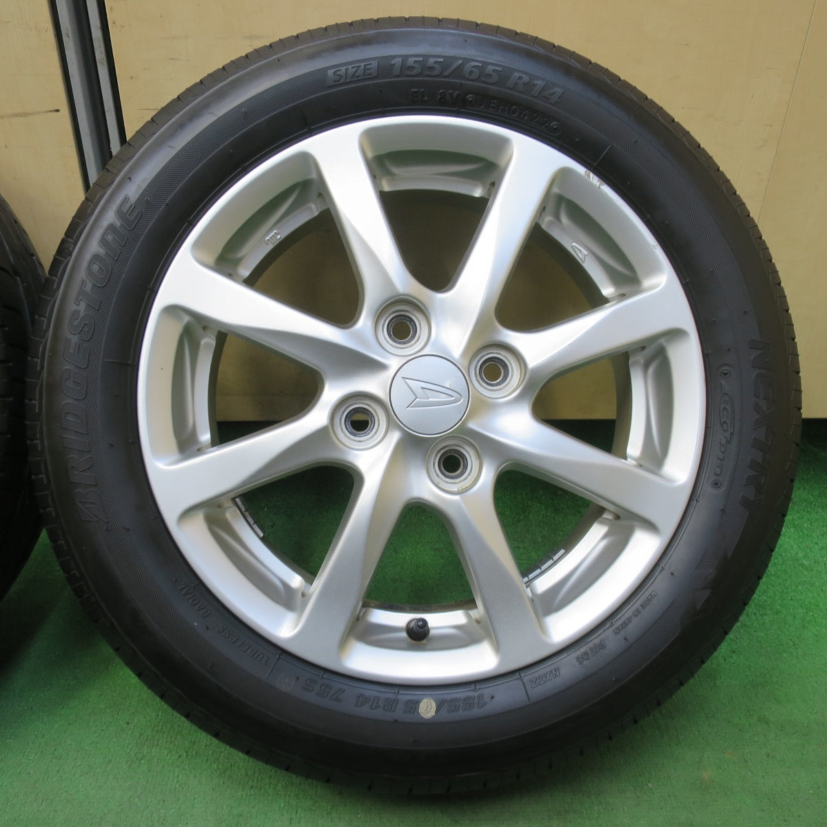 バリ溝！22年！9.5分以上★ダイハツ タント ムーヴ 等 純正 155/65R14 ブリヂストン ネクストリー エコピア 14インチ PCD100/4H★5100405イノ