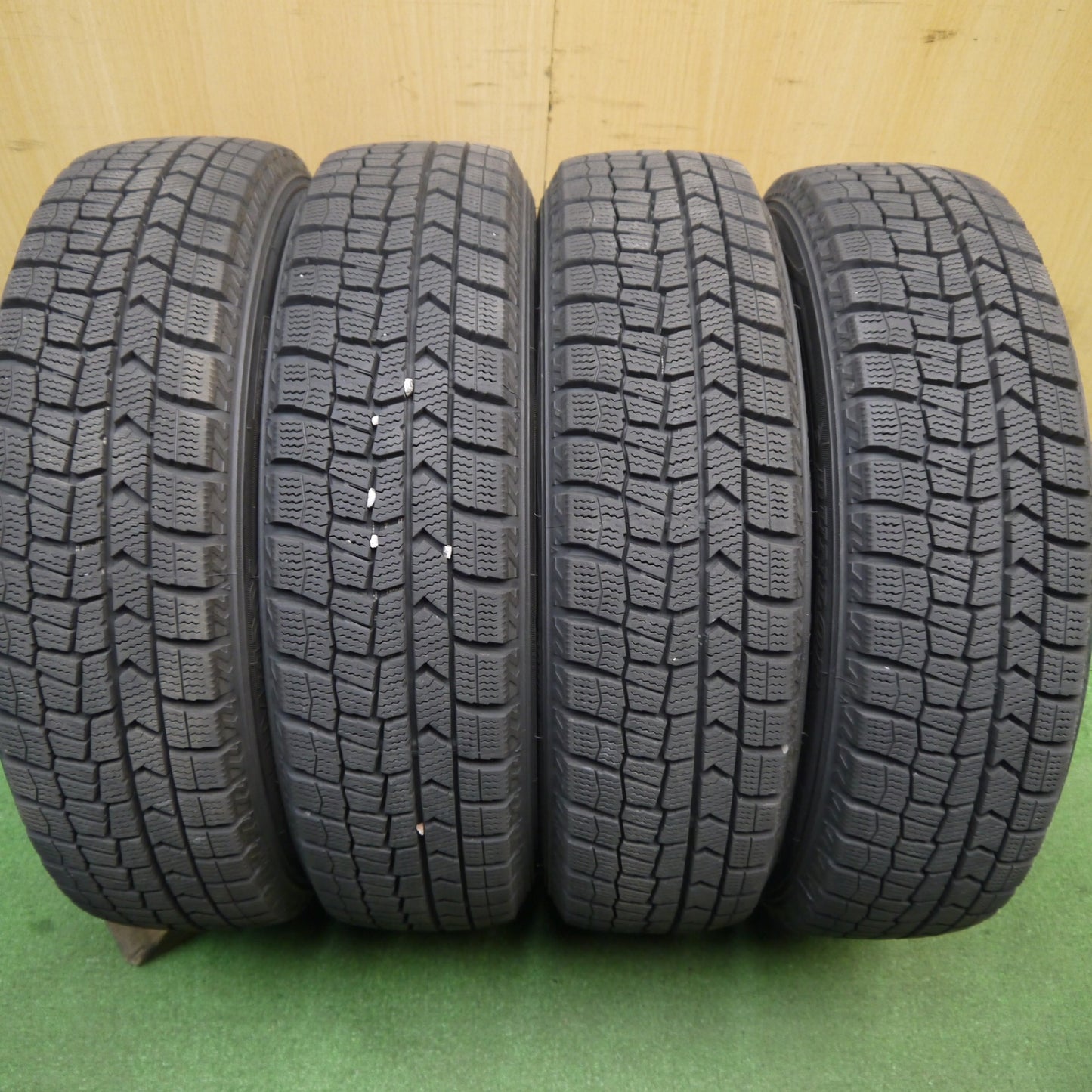バリ溝！23年！キレイ！9.5分★ダイハツ ムーヴ キャンバス 純正 スチール 155/65R14 スタッドレス ダンロップ ウインターマックス WM02 14インチ PCD100/4H★6020608Hス