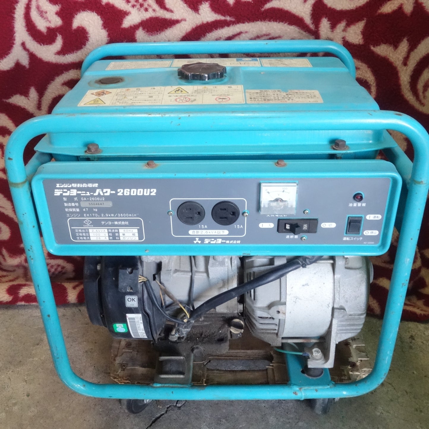[送料無料] ☆デンヨー ガソリン エンジン 駆動 発電機 デンヨー ニュー パワー 2600U2 GA-2606U2 100V 2.6kVA 60Hz ジャンク ⑤☆