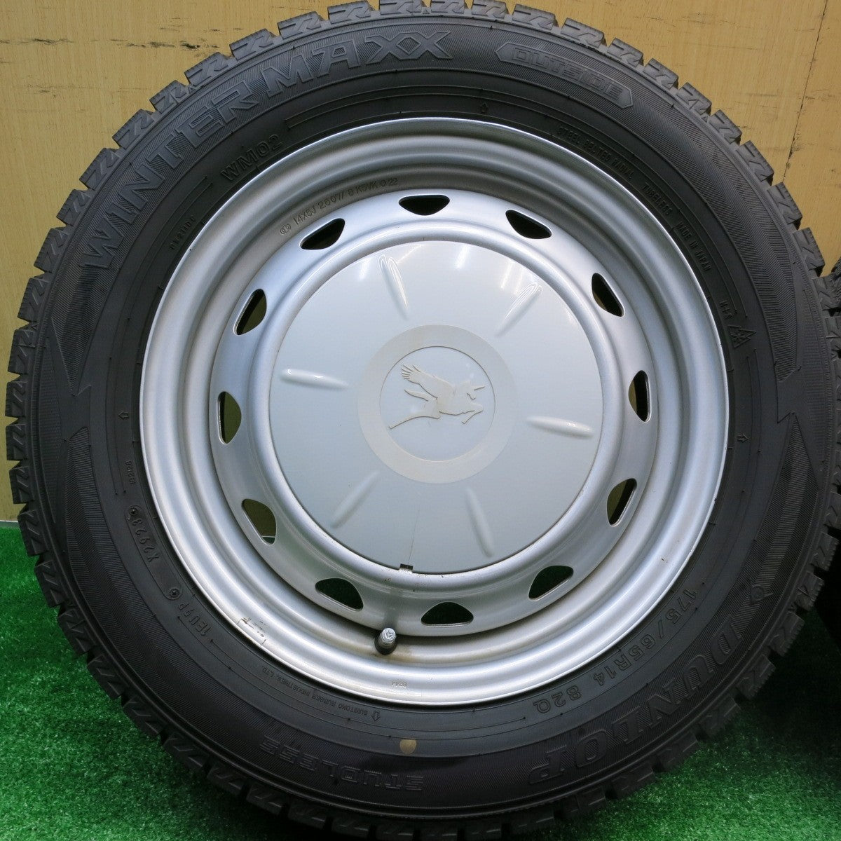 バリ溝！23年！9分★スタッドレス 175/65R14 ダンロップ ウインターマックス WM02 スチール ホイール PCD100 114.3/4H マルチ★5102313HAス