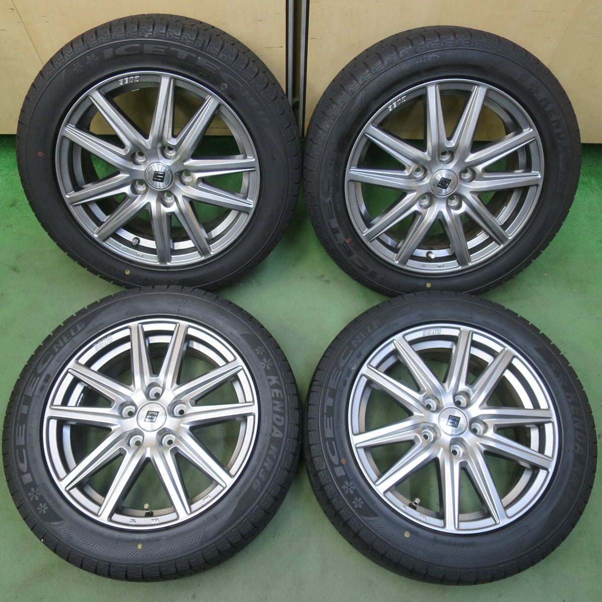 キレイ◎スタッドレス 205/55R16 ケンダ KR36 アイステック ネオ SEIN ザイン 16インチ PCD114.3/5H◎6090409イス