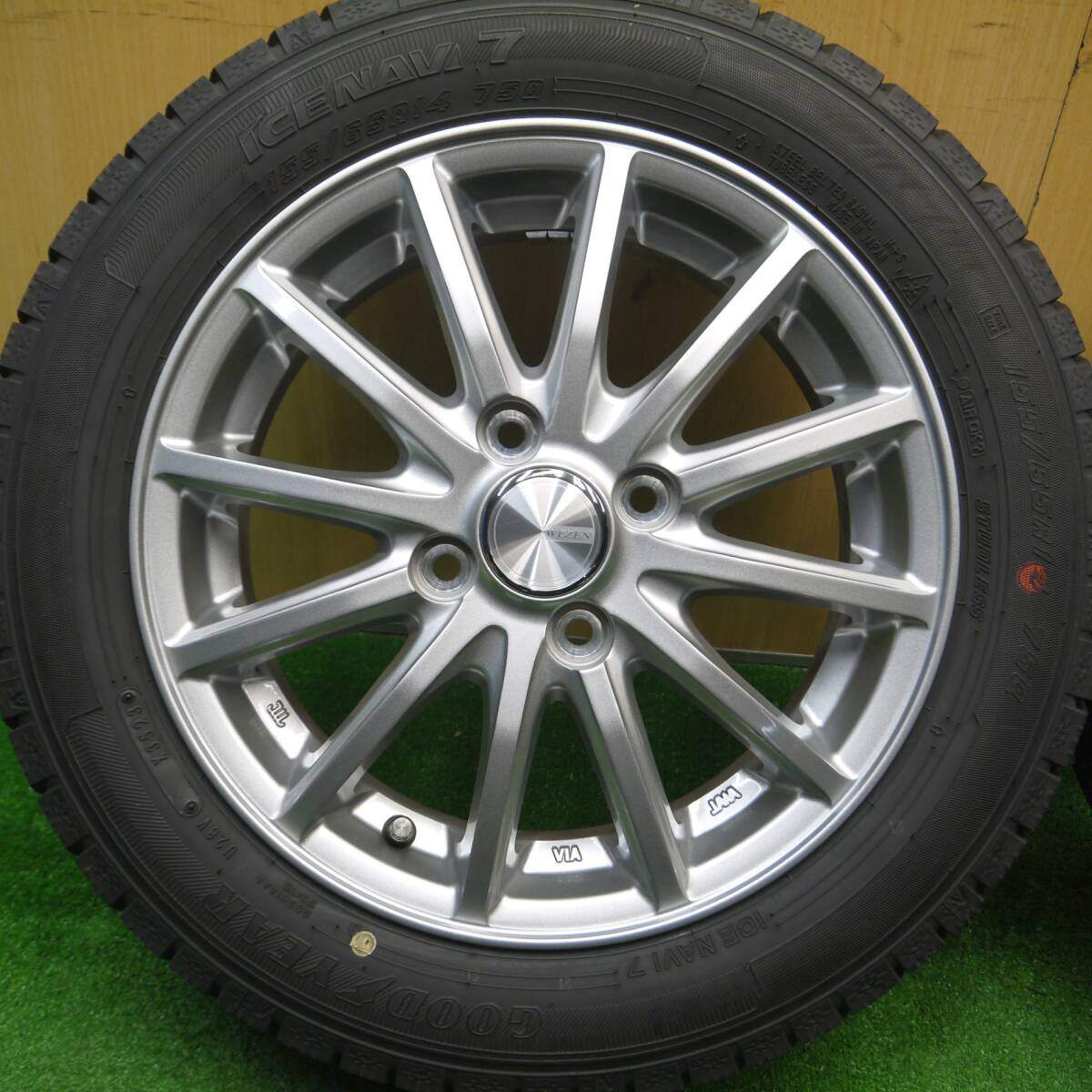 タイヤほぼ未使用！23年！キレイ★スタッドレス 155/65R14 グッドイヤー アイスナビ7 WEZEN 14インチ PCD100/4H★4121610Hス