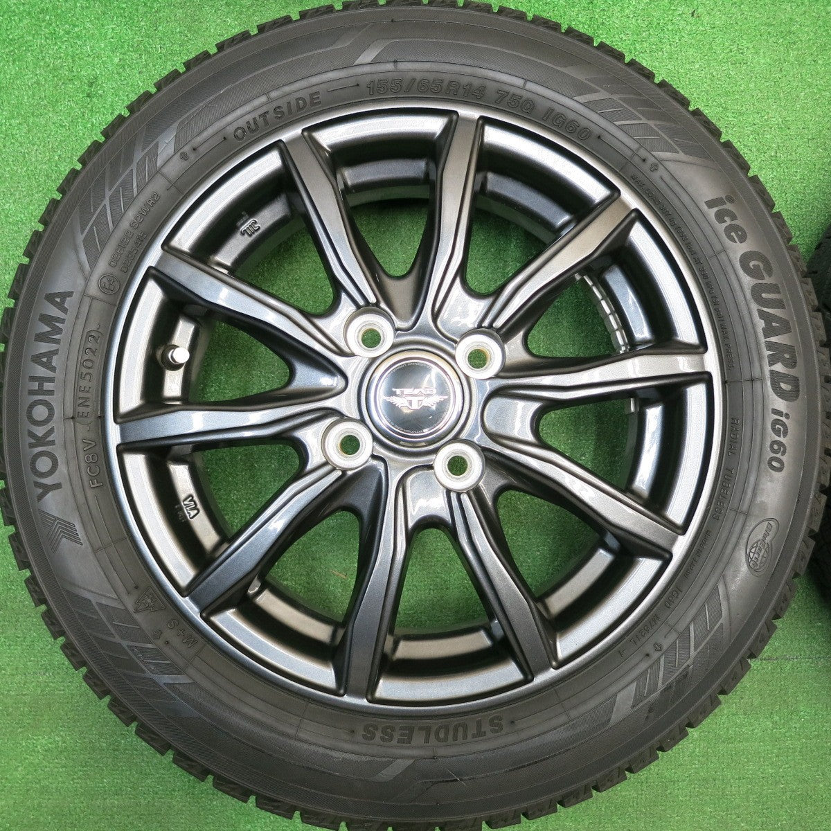 バリ溝！22年！キレイ！9.5分★スタッドレス 155/65R14 ヨコハマ アイスガード iG60 TEAD テッド 14インチ PCD100/4H★5121413HAス