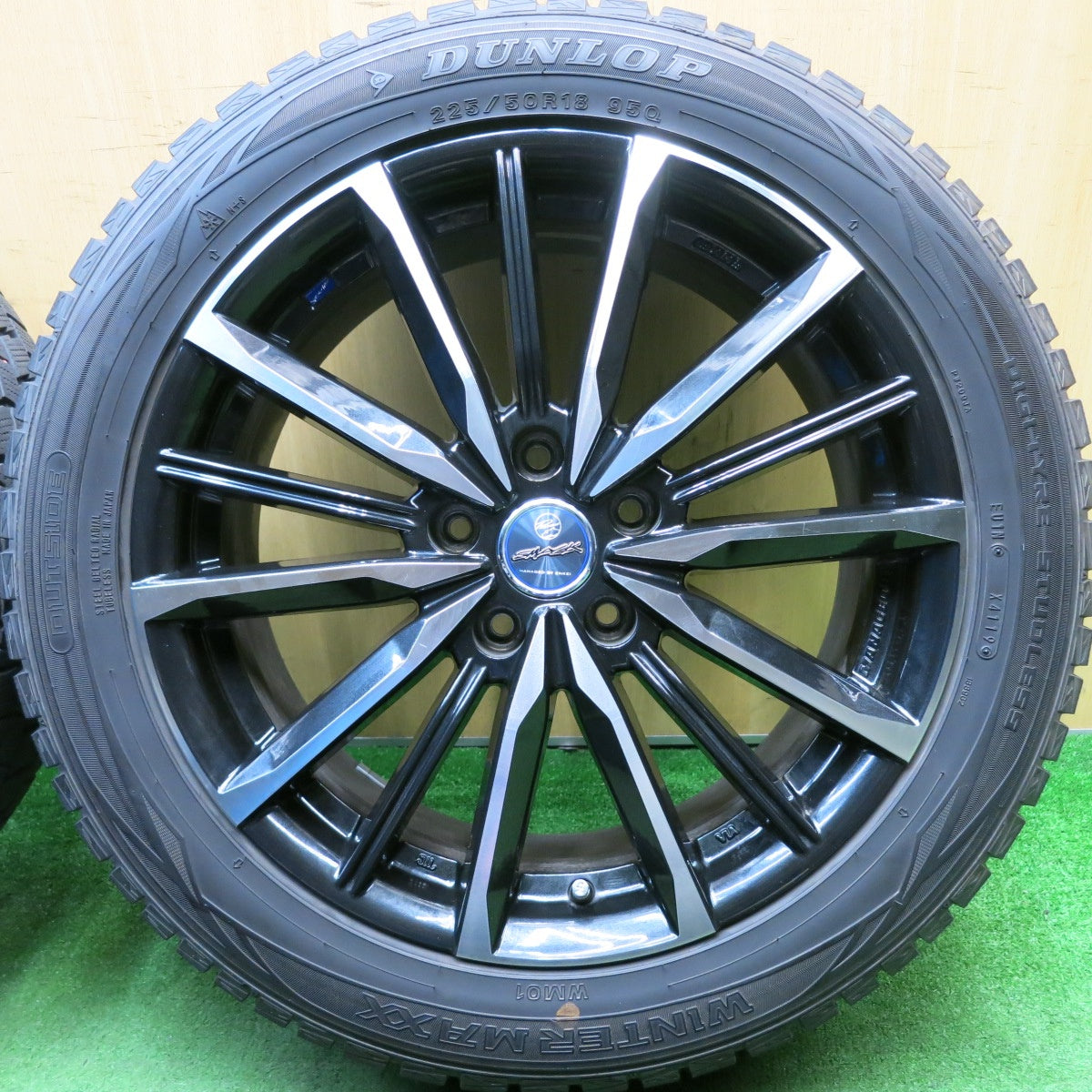 バリ溝！9分★スタッドレス 225/50R18 ダンロップ ウインターマックス WM01 SMACK ENKEI スマック エンケイ 18インチ PCD114.3/5H★5050509HAス