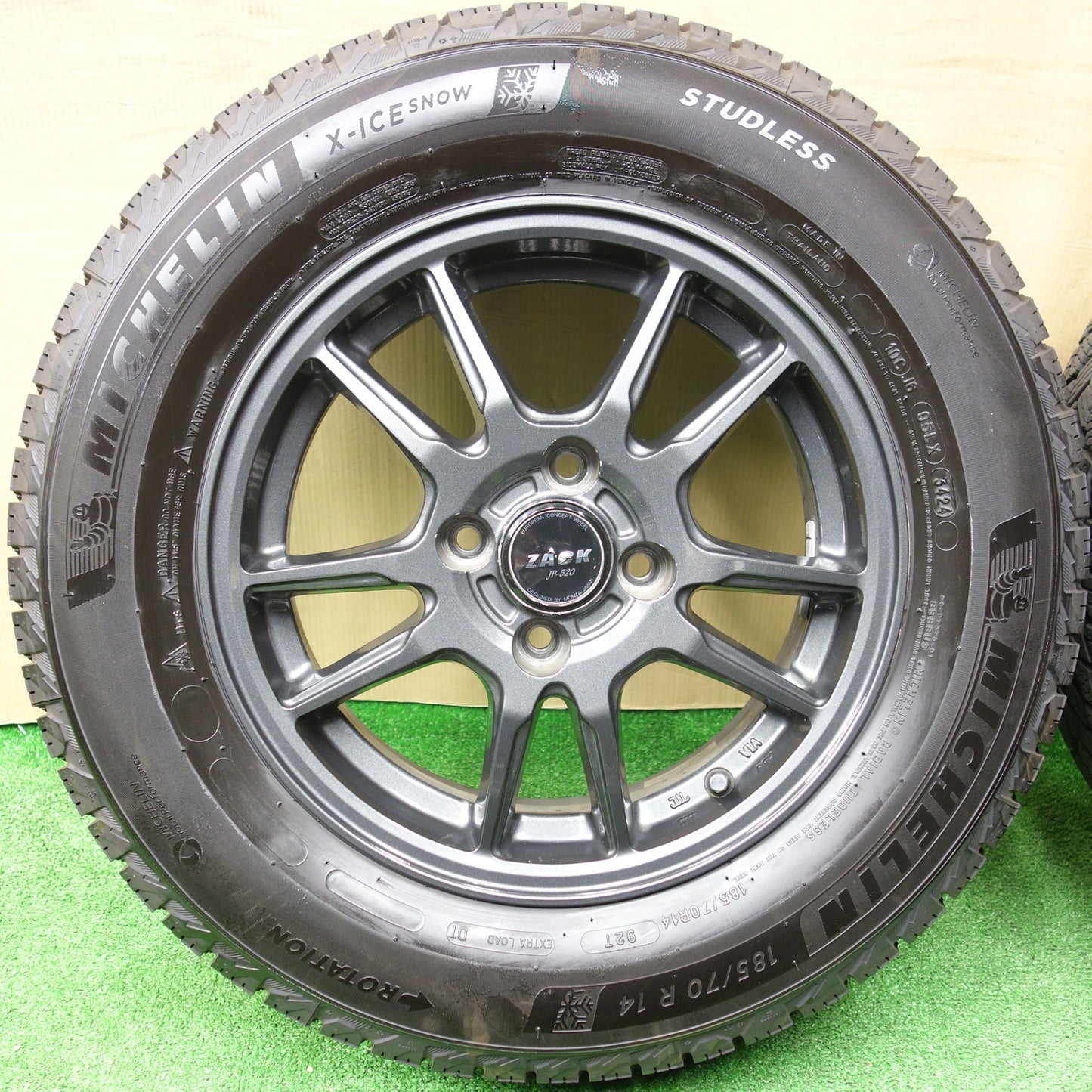 超バリ溝！24年！ほぼ10分★スタッドレス 185/70R14 ミシュラン X-ICE SNOW ZACK JP-520 MONZA ザック モンツァ 14インチ PCD100/4H★5121201KTス