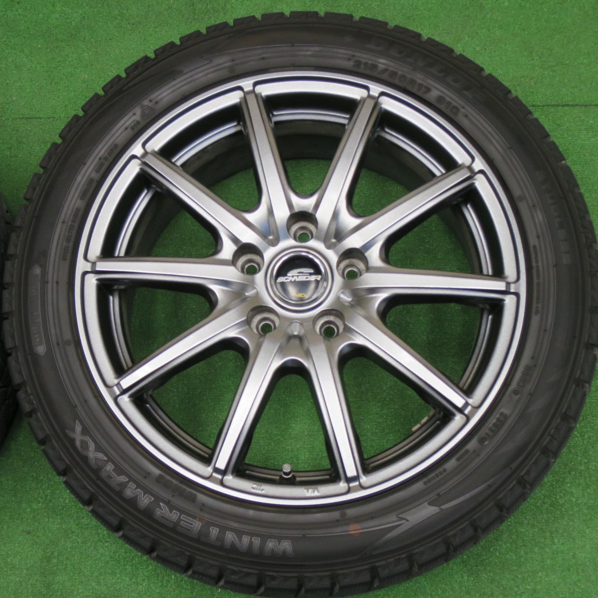 バリ溝！キレイ！9.5分★スタッドレス 215/50R17 ダンロップ ウインターマックス WM02 SCHNEIDER シュナイダー 17インチ PCD114.3/5H★6041210NKス
