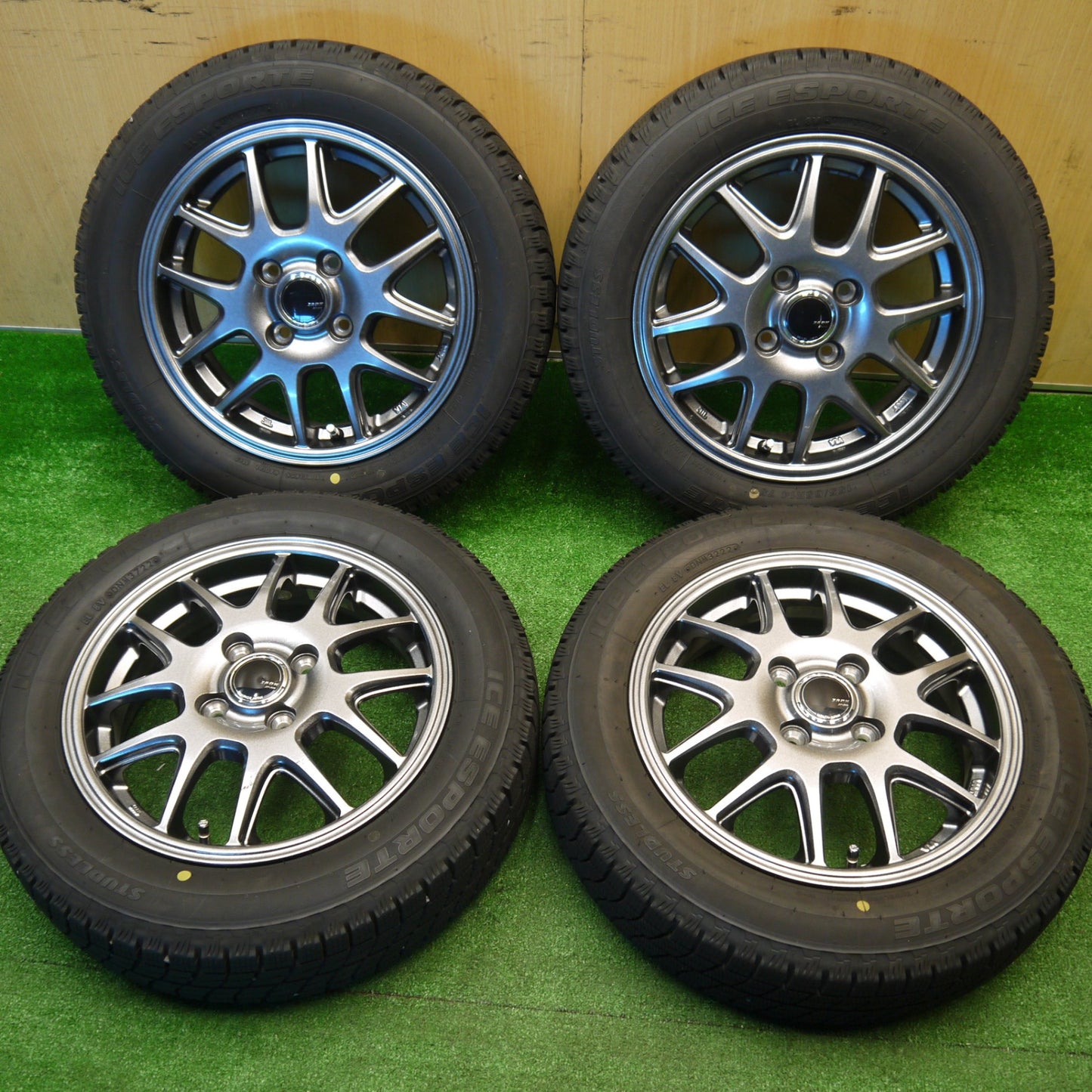 バリ溝！22年！キレイ！ほぼ10分★スタッドレス 155/65R14 アイスエスポルテ ZACK JP-205 MONZA ザック モンツァ 14インチ PCD100/4H★5102908Hス