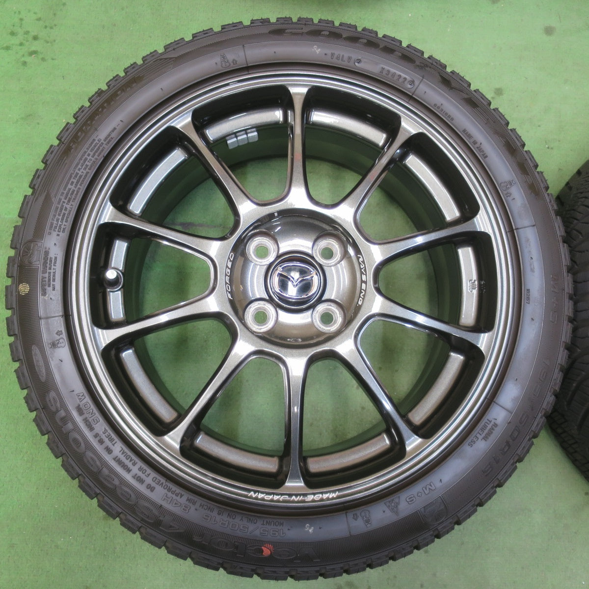 バリ溝！22年！キレイ！9.5分★マツダ ND ロードスター 純正 RAYS 鍛造 195/50R16 グッドイヤー Vector 4Seasons hybrid オールシーズン 16インチ PCD100/4H★6011614イス