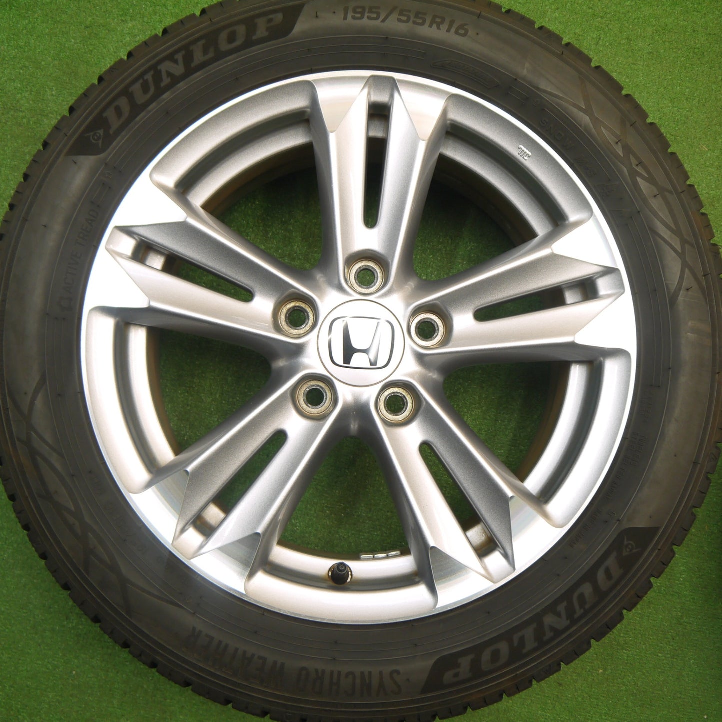 バリ溝！24年！9分★ホンダ CR-Z 純正 195/55R16 ダンロップ SYNCHRO WEATHER オールシーズン CRZ 16インチ PCD114.3/5H★5120108Hス
