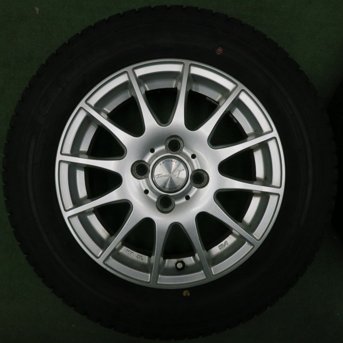 [送料無料] バリ溝！22年！キレイ！9.5分★スタッドレス 155/80R14 88/86N グッドイヤー アイスナビ カーゴ La-Strada Tiradoγ 阿部商会 14インチ PCD100/4H★5010706NJス