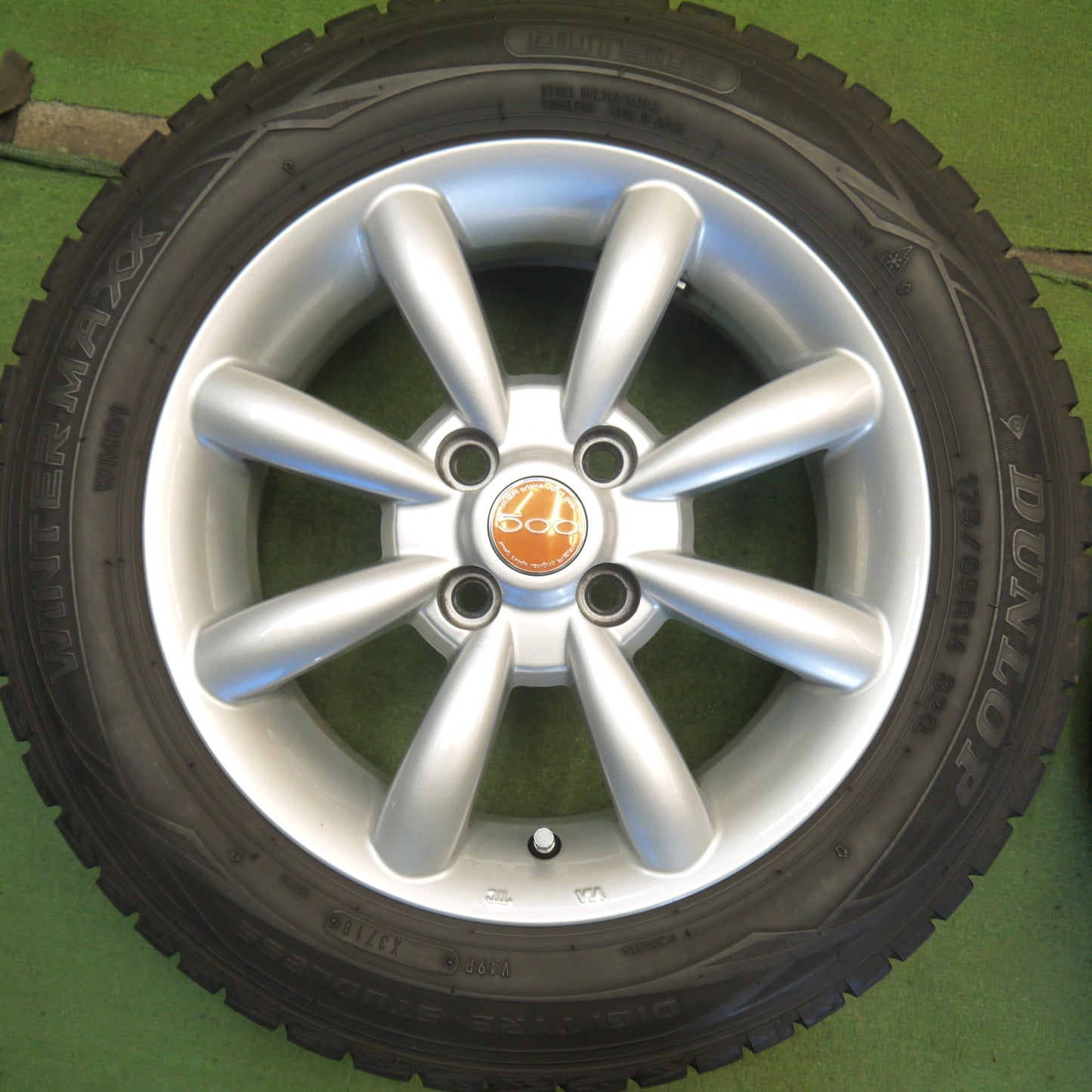 キレイ◎FIAT フィアット 500 TARGA AGA 500 175/65R14 スタッドレス ダンロップ ウインターマックス WM01 14インチ PCD98/4H◎6071502Hス