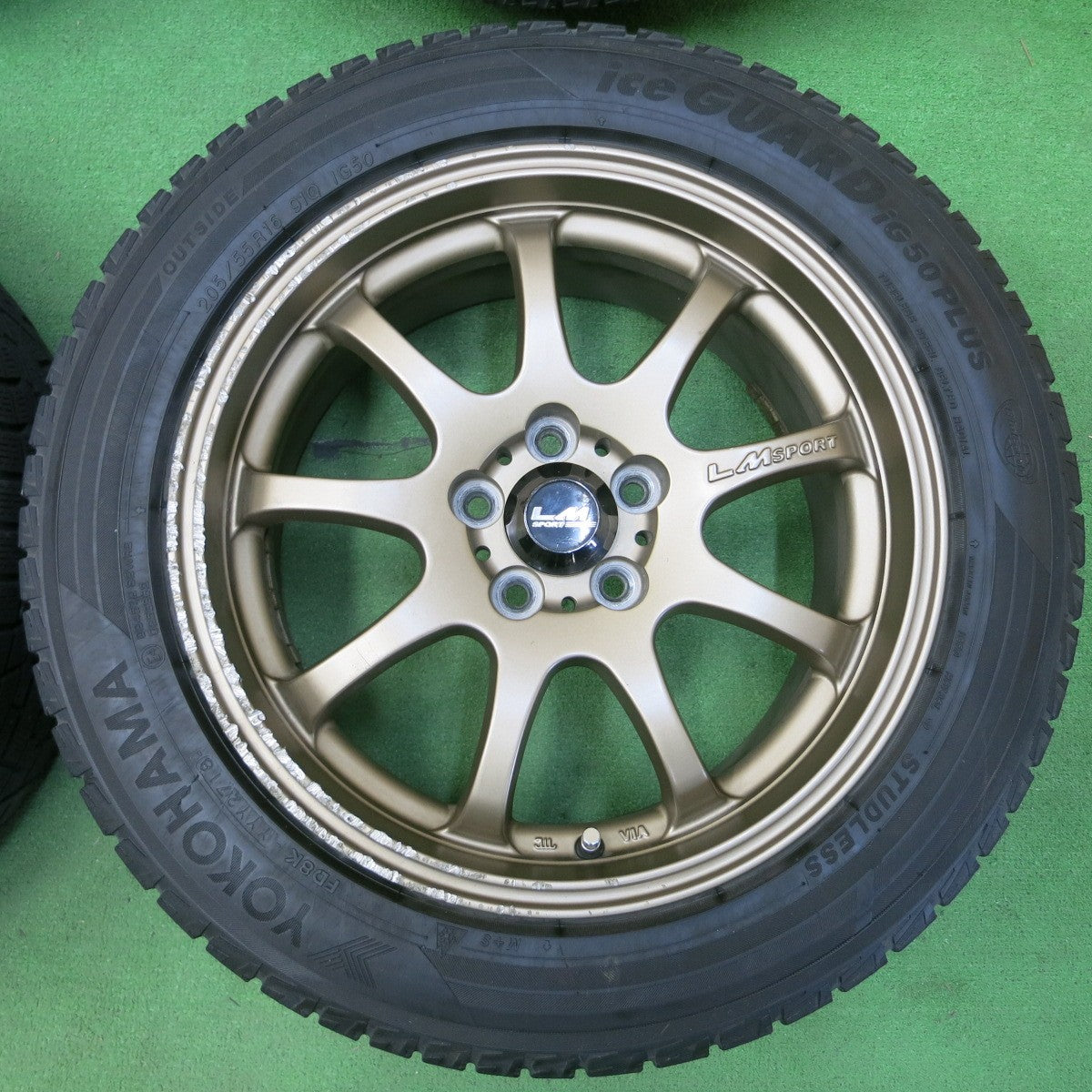 *送料無料* キレイ★カローラツーリング等 LM SPORT 205/55R16 スタッドレス ヨコハマ アイスガード iG50 プラス LMスポーツ PCD100/5H★4042701イス