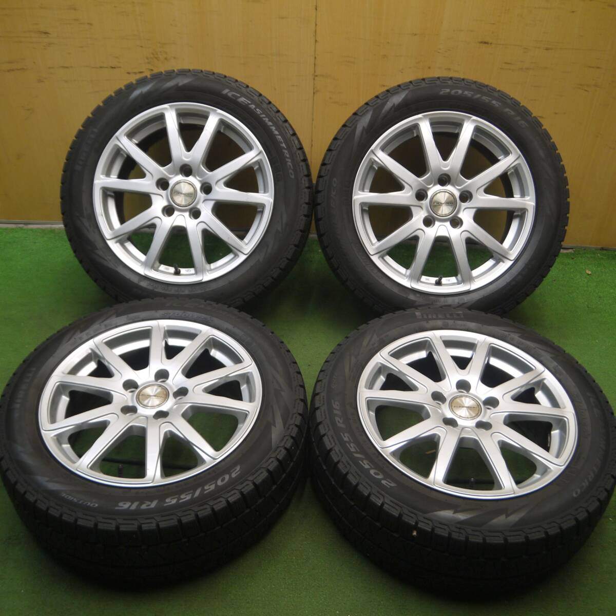4本★ワーゲン等 EUROBAHN SPORTECHNIC 205/55R16 スタッドレス ピレリ アイスアシンメトリコ PCD112/5H★4061804Hス