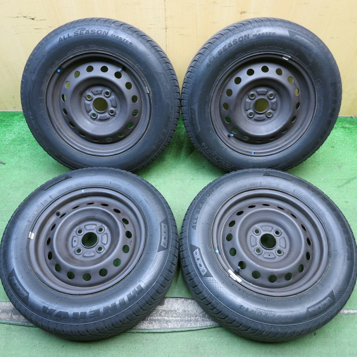 キレイ！22年★185/70R14 ミネルバ オールシーズン マスター スチール ホイール 14インチ PCD100/4H★5100405HAノ