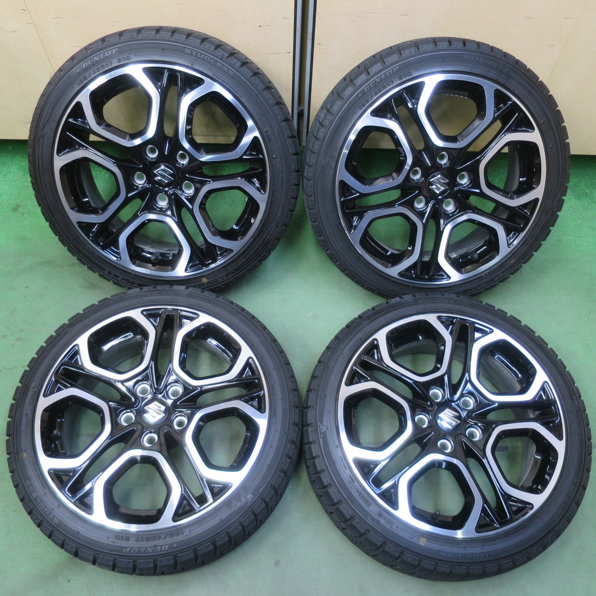 バリ溝！23年！キレイ！9.5分★スズキ ZC33S スイフト スポーツ 純正 195/45R17 スタッドレス ダンロップ ウインターマックス WM02 17インチ PCD114.3/5H★6043017イス