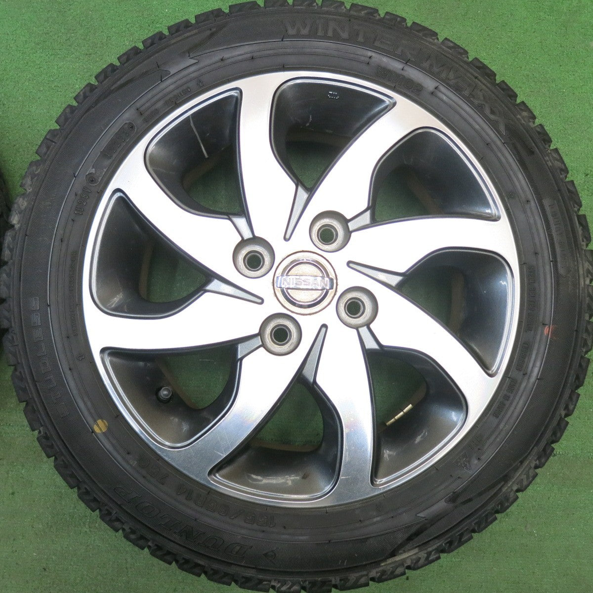 バリ溝！23年！9.5分★日産 ML21S ルークス 純正 155/65R14 スタッドレス ダンロップ ウインターマックス WM02 14インチ PCD100/4H★6050509HAス
