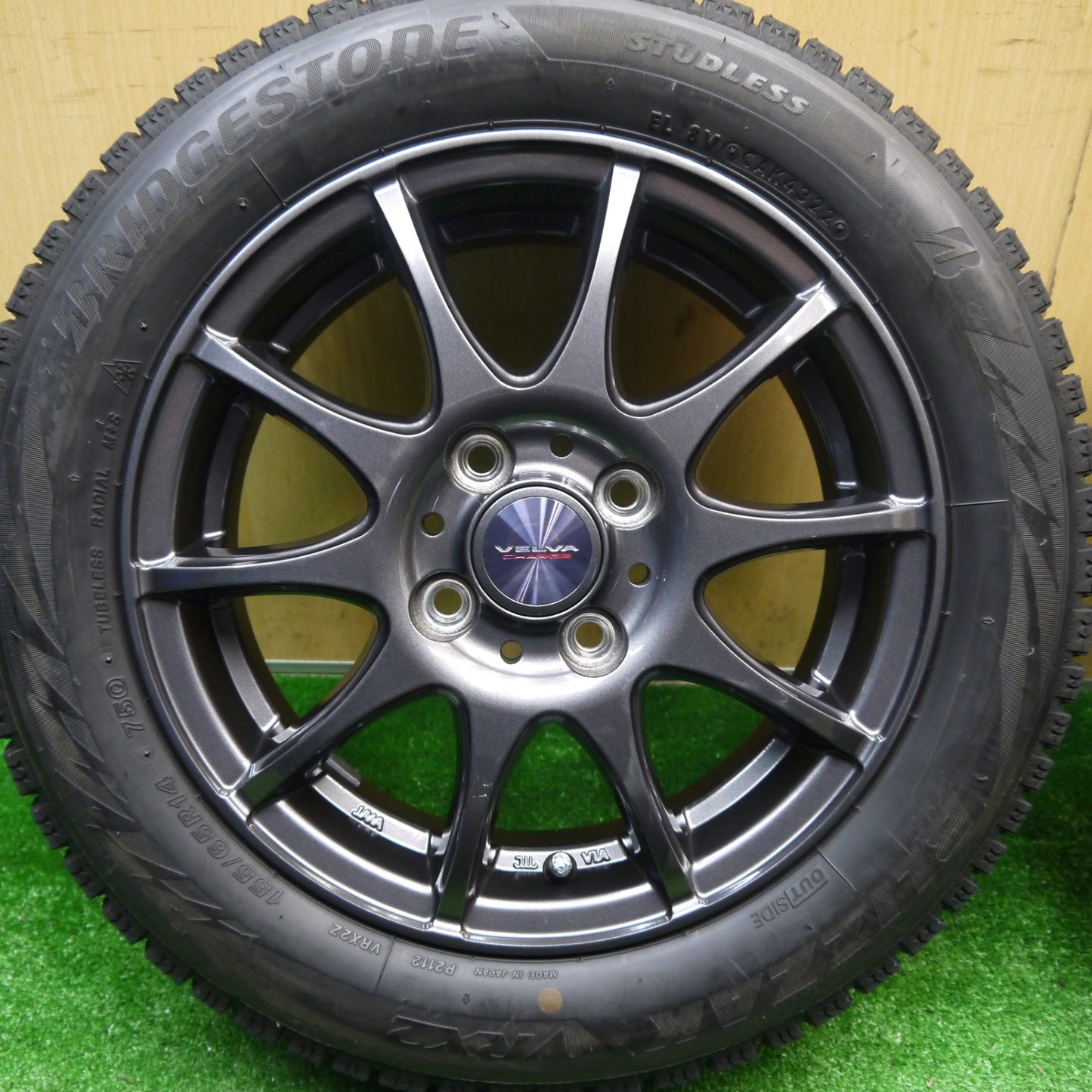 バリ溝！22年！キレイ！ほぼ10分★スタッドレス 155/65R14 ブリヂストン ブリザック VRX2 VELVA CHARGE ヴェルヴァ 14インチ PCD100/4H★5110708Hス