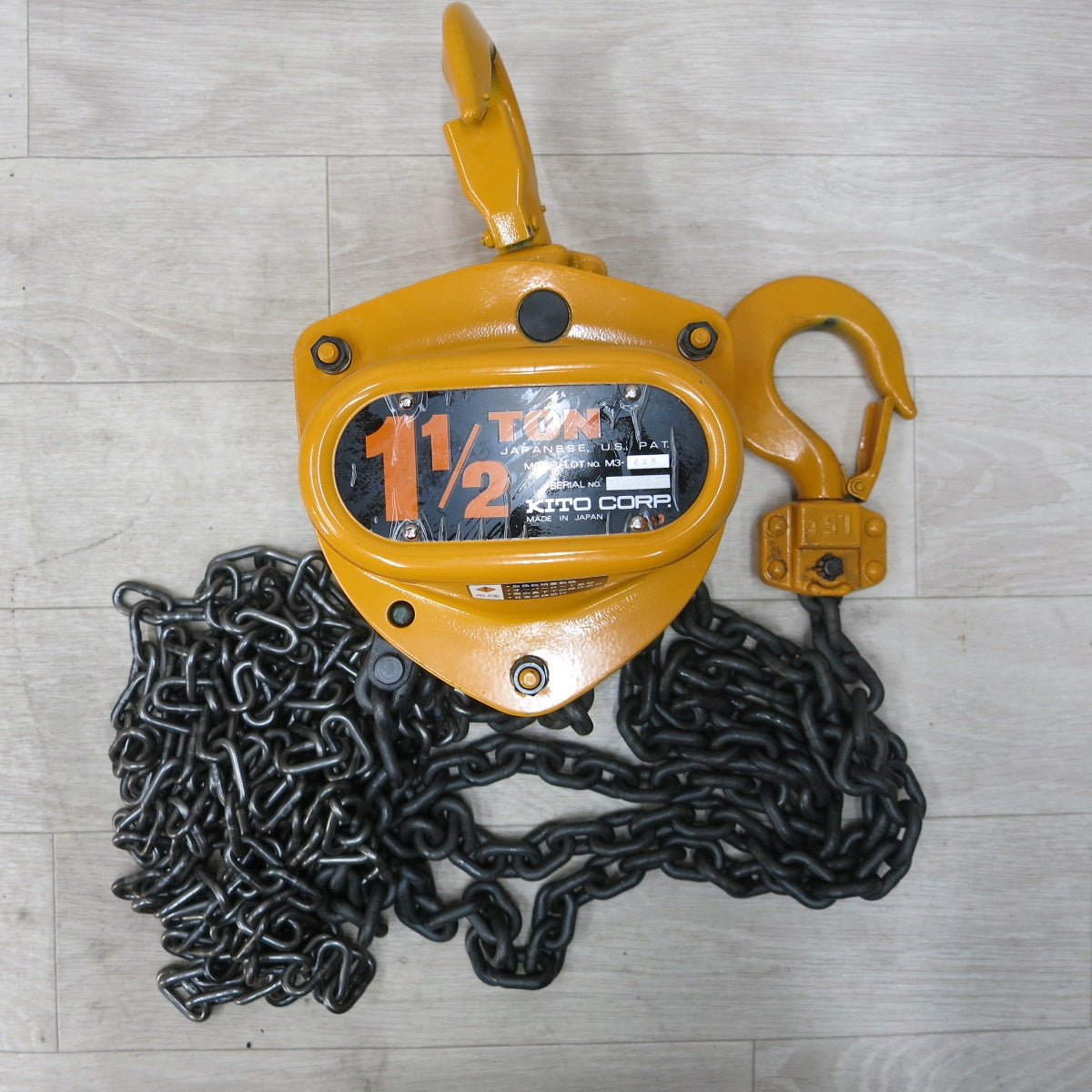 [送料無料] 未使用◆KITO キトー 手動式 チェーン ブロック M3型 1 1/2t 1.5ton 1.5トン 揚程 荷締め機 ガッチャ ホイスト ①◆