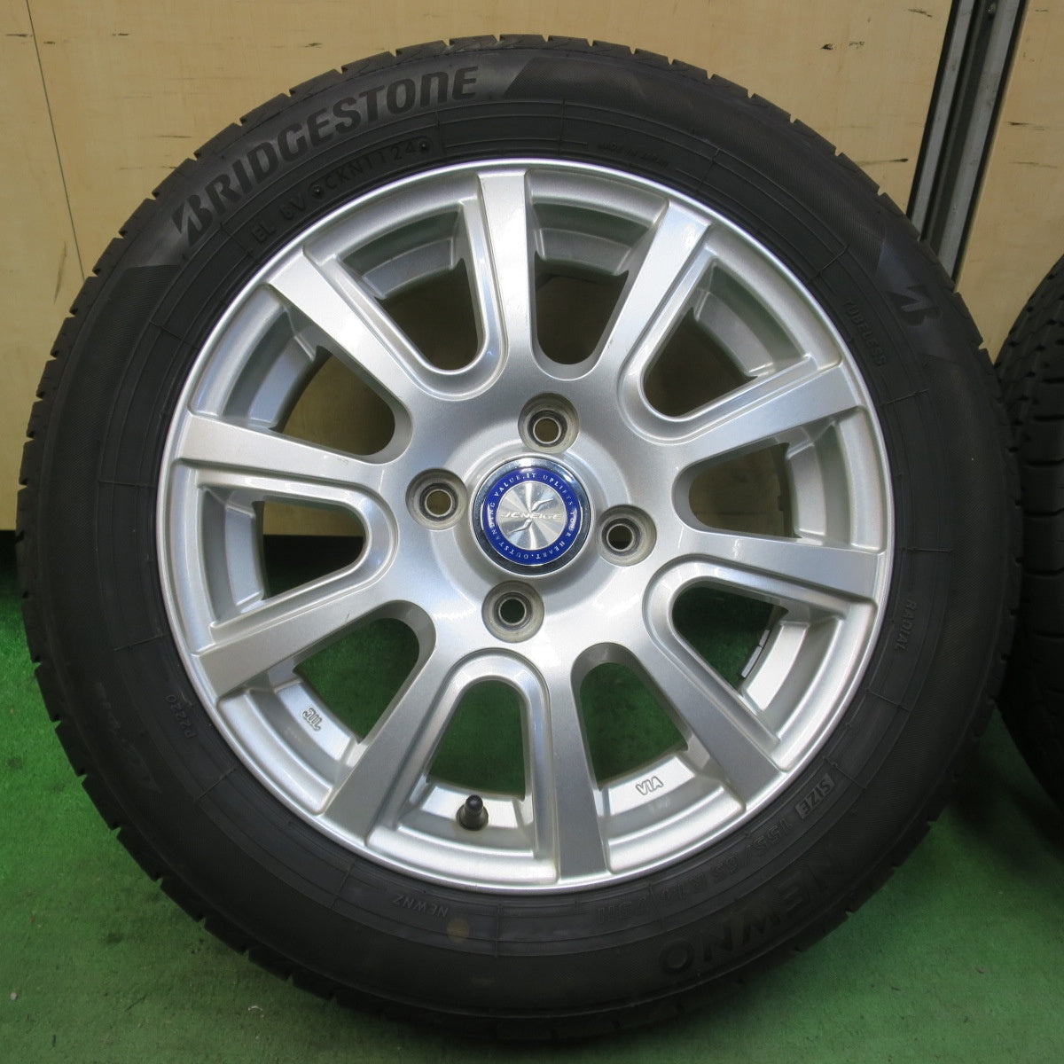 バリ溝！24年！ほぼ10分★155/65R14 ブリヂストン NEWNO JENEIGE 社外 アルミ ニューノ 14インチ PCD100/4H★6020409イノ