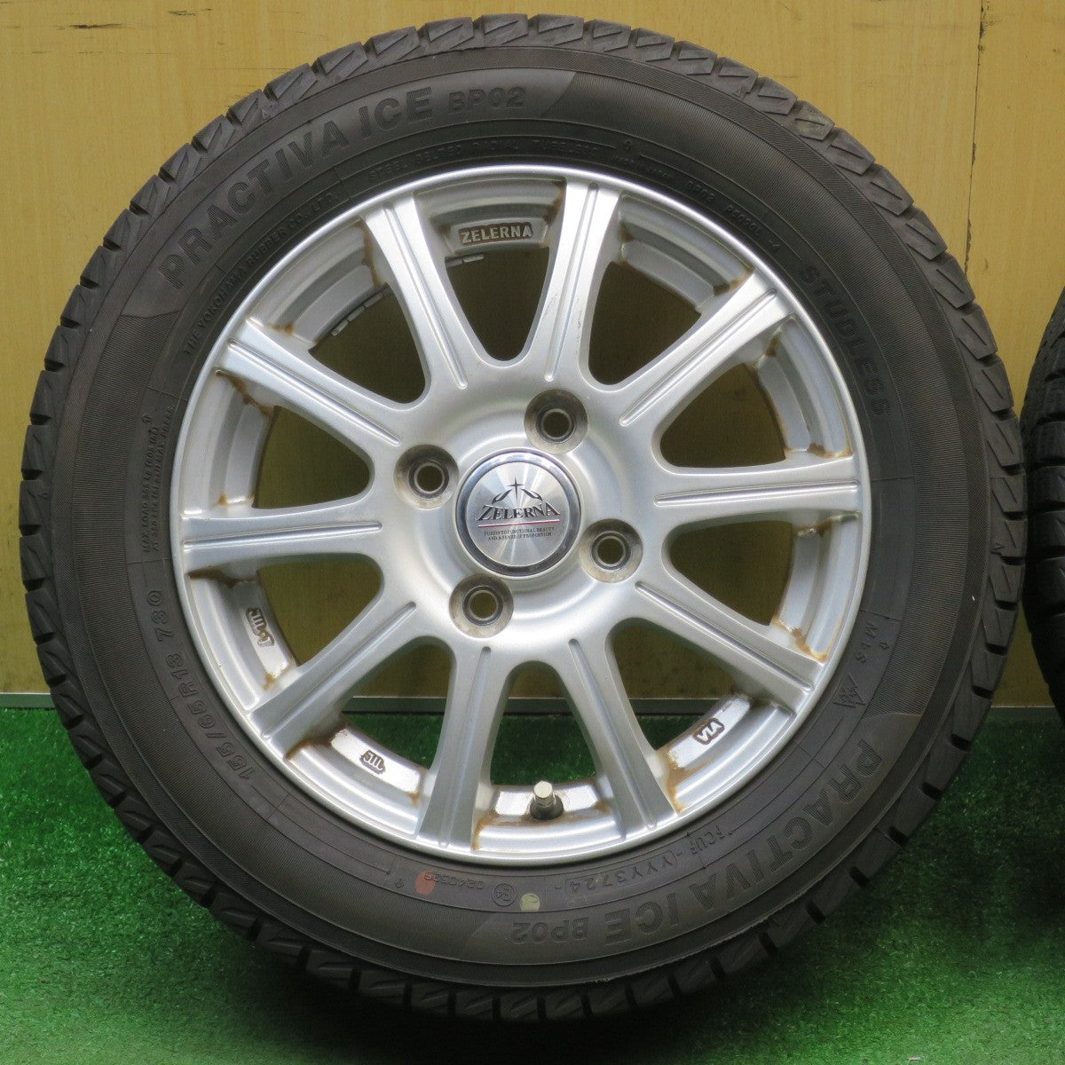バリ溝！24年！9.5分★スタッドレス 155/65R13 プラクティバ アイス BP02 ヨコハマ製 ZELERNA 13インチ PCD100/4H★6032409NJス