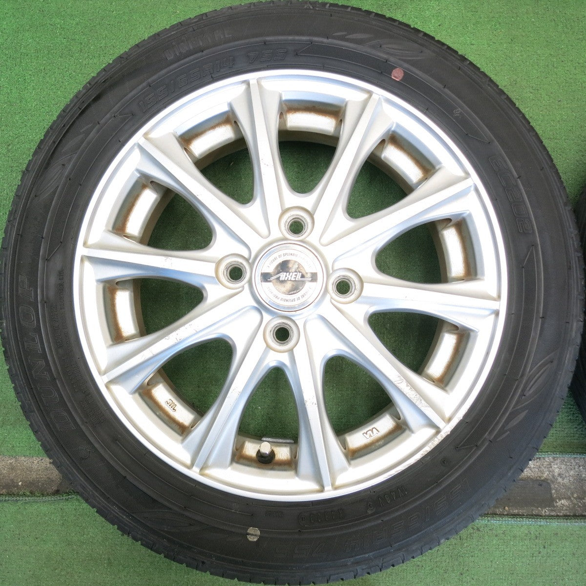 バリ溝！23年！8.5分◎155/65R14 ダンロップ EC202 AXEL アクセル 14インチ PCD100/4H◎6081306HAノ
