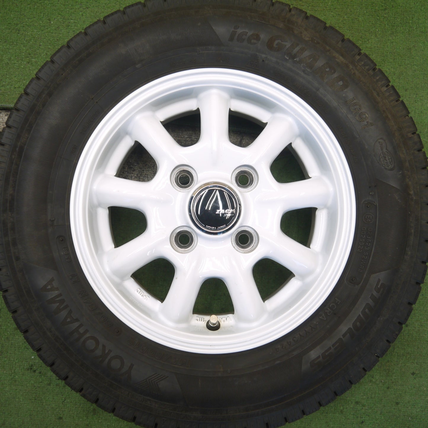 バリ溝！24年！キレイ！9.5分以上◎スタッドレス 145/80R12 86/84N ヨコハマ アイスガード iG91 ZACK JP-209 MONZA ザック モンツァ 12インチ PCD100/4H◎6090110Hス