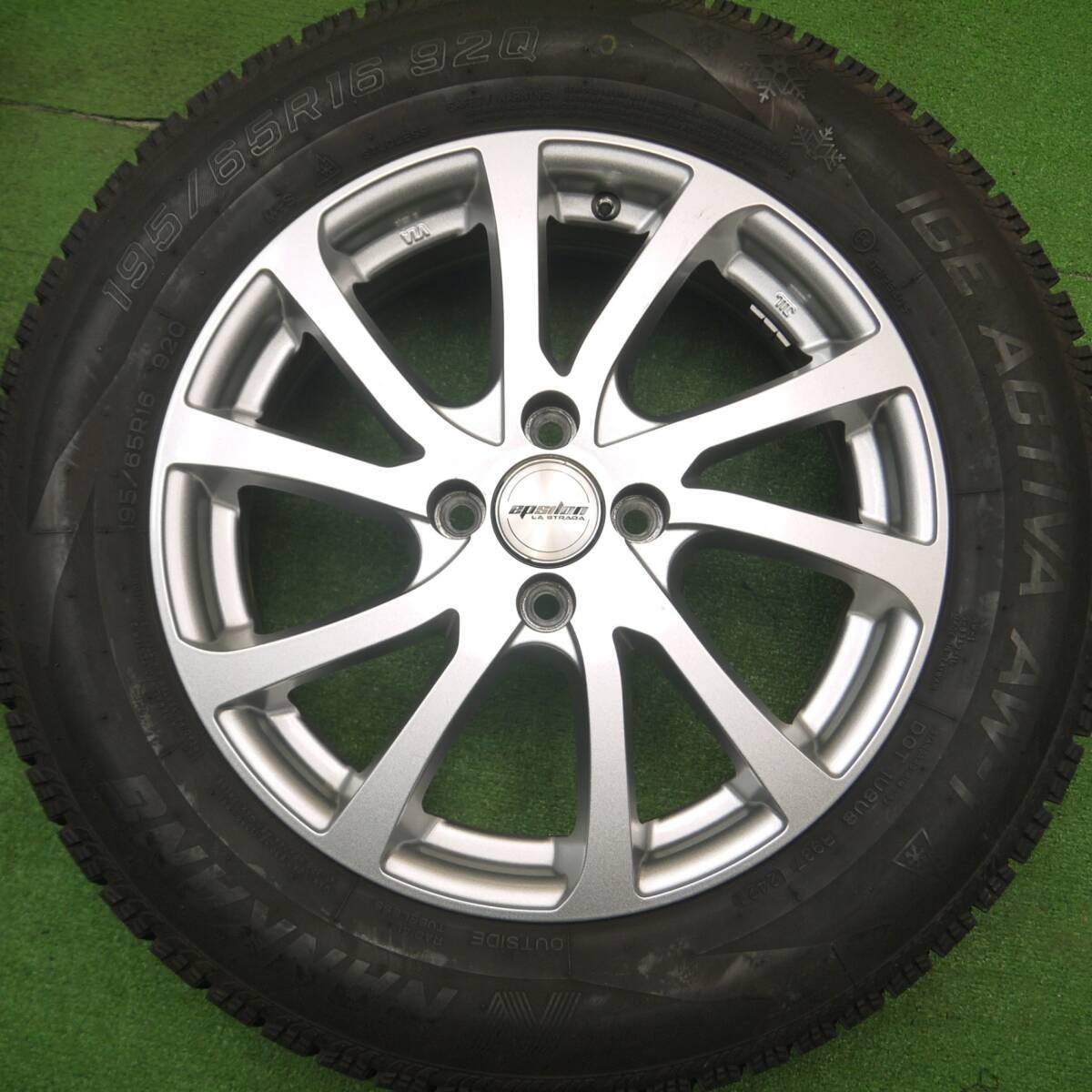 バリ溝！21年！キレイ！ほぼ10分★スタッドレス 195/65R16 ナンカン アイスアクティバ AW-1 Epsilon LA STRADA イプシロン 16インチ PCD100/4H★4121110Hス