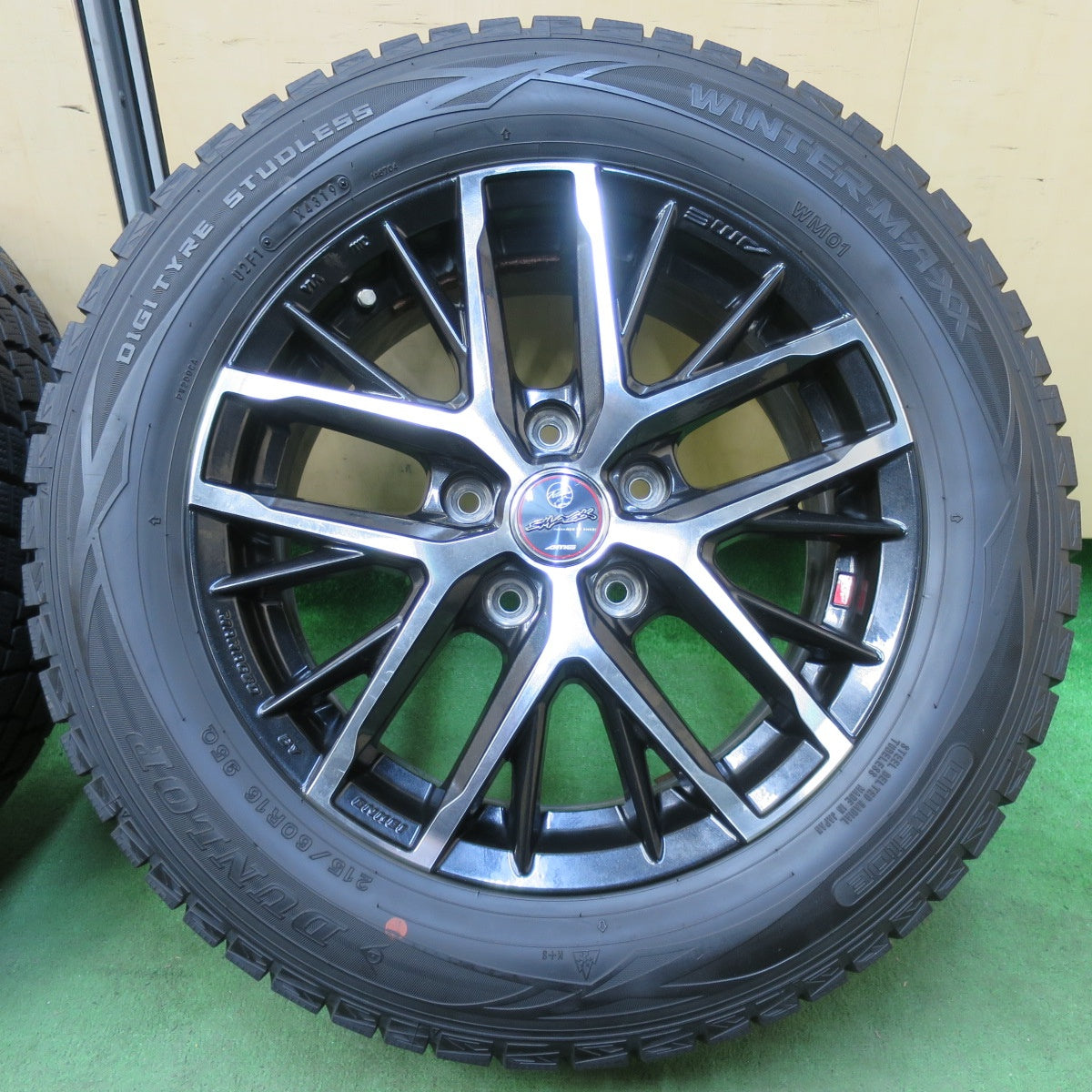 [送料無料] バリ溝！9分★スタッドレス 215/60R16 ダンロップ ウインターマックス WM01 SMACK ENKEI AME スマック エンケイ 16インチ PCD114.3/5H★5012910イス