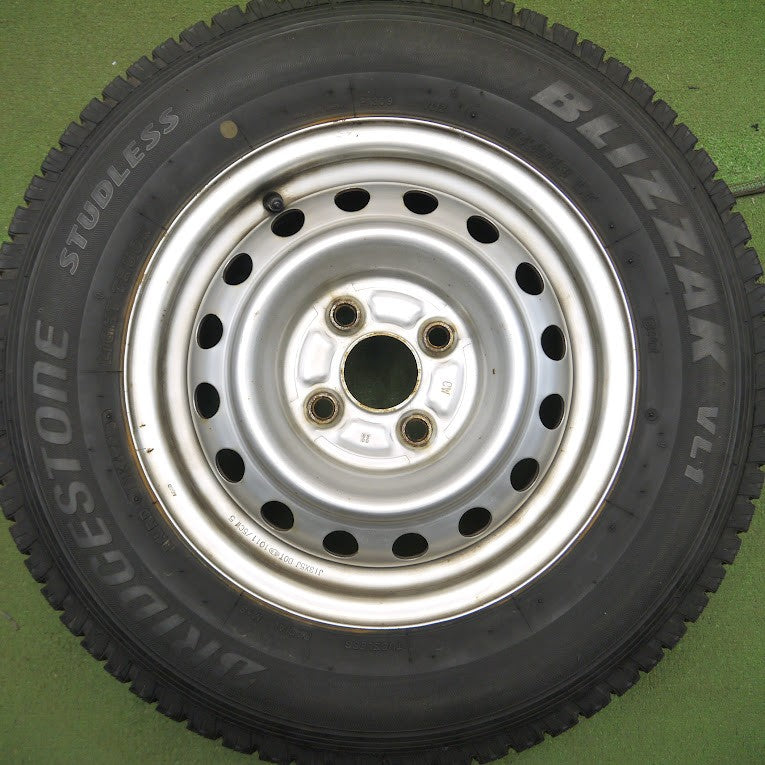 *送料無料* バリ溝！9.5分★スタッドレス 165R13 6PR ブリヂストン ブリザック VL1 スチール ホイール 13インチ PCD100/4H★4013104Hス