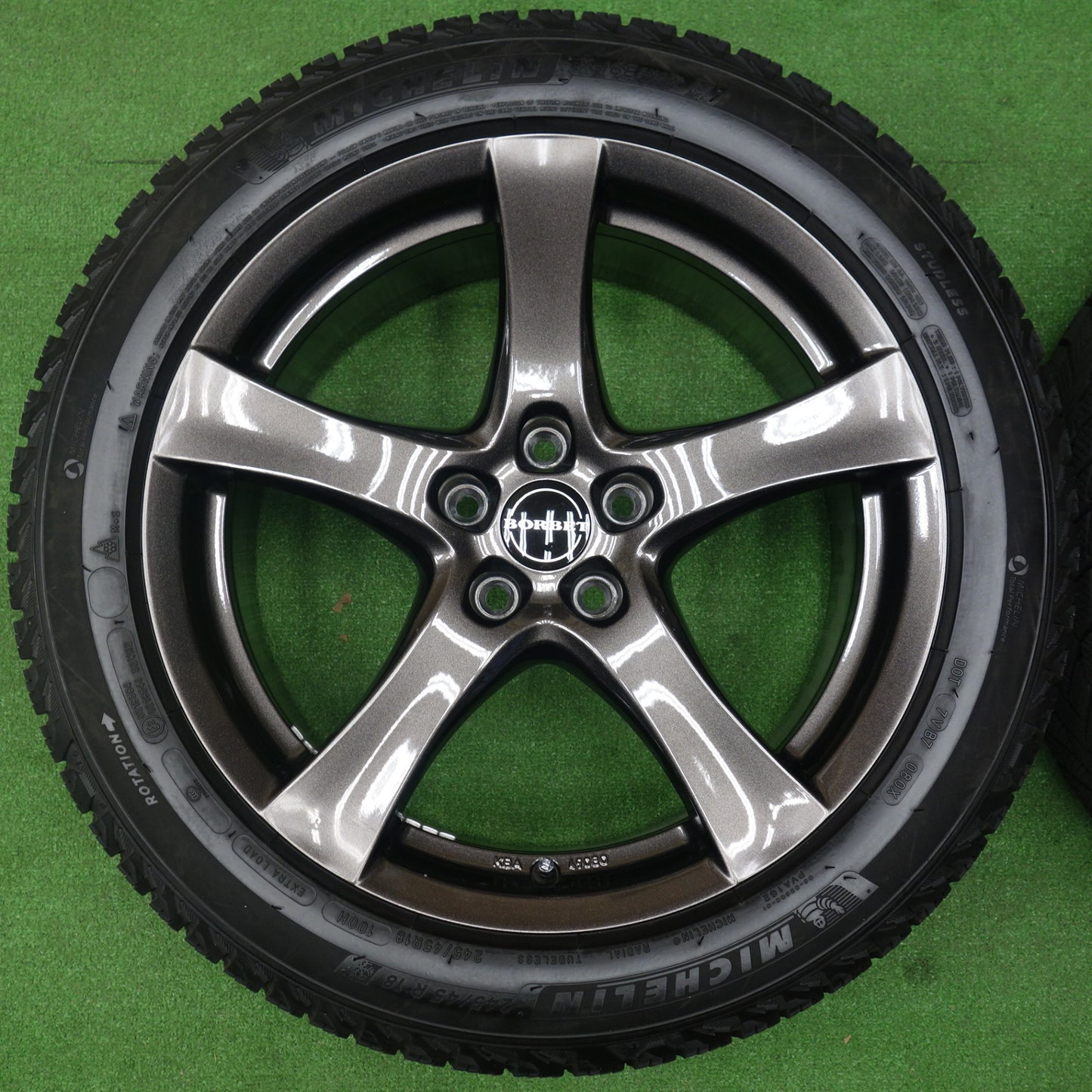 バリ溝！キレイ！9.5分★ボルボ 等 BORBET typeF 245/45R18 スタッドレス ミシュラン X-ICE SNOW ボルベット タイプF 18インチ PCD108/5H★6032101KTス