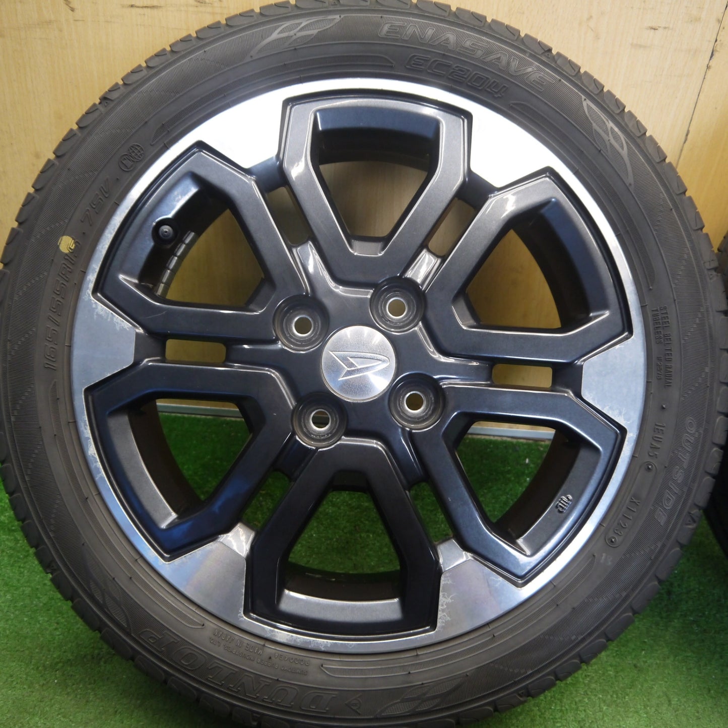 バリ溝！23年！8.5分★ダイハツ ウェイク 純正 165/55R15 ダンロップ エナセーブ EC204 15インチ PCD100/4H★6060504Hノ