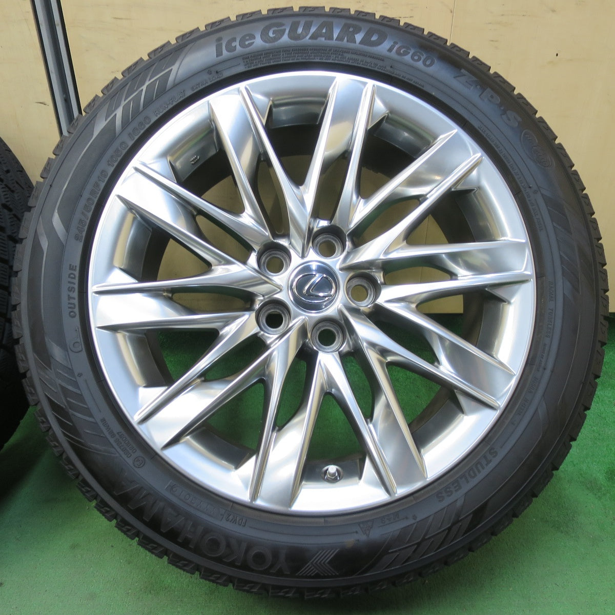 センサー付！バリ溝！キレイ！9.5分★レクサス LS 500 h バージョンL 純正 245/50R19 スタッドレス ヨコハマ アイスガード iG60 ZPS 19インチ PCD120/5H★5071004イス