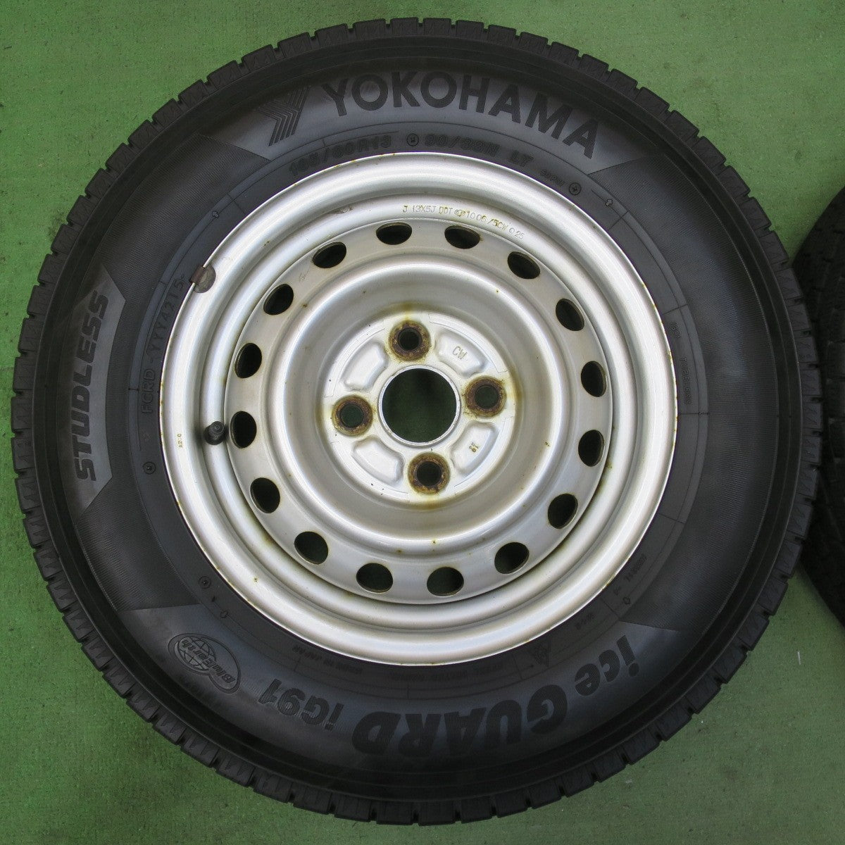 バリ溝！9.5分★スタッドレス 165/80R13 90/88N ヨコハマ アイスガード iG91 スチール ホイール 13インチ PCD100/4H★5093009イス