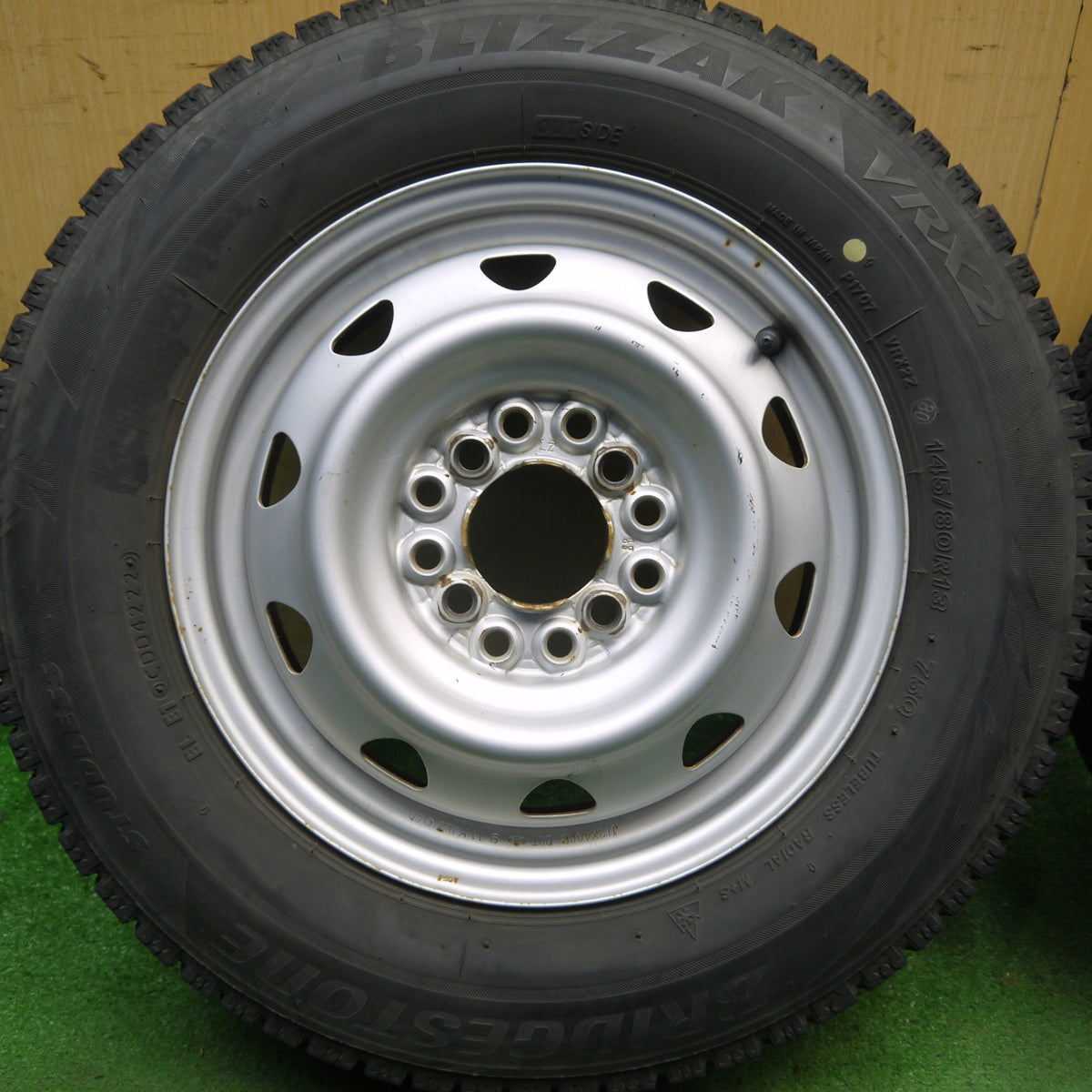 4本価格！22年◎スタッドレス 145/80R13 ブリヂストン ブリザック VRX2 スチール ホイール 13インチ PCD100 110 114.3/4H マルチ◎6090402Hス