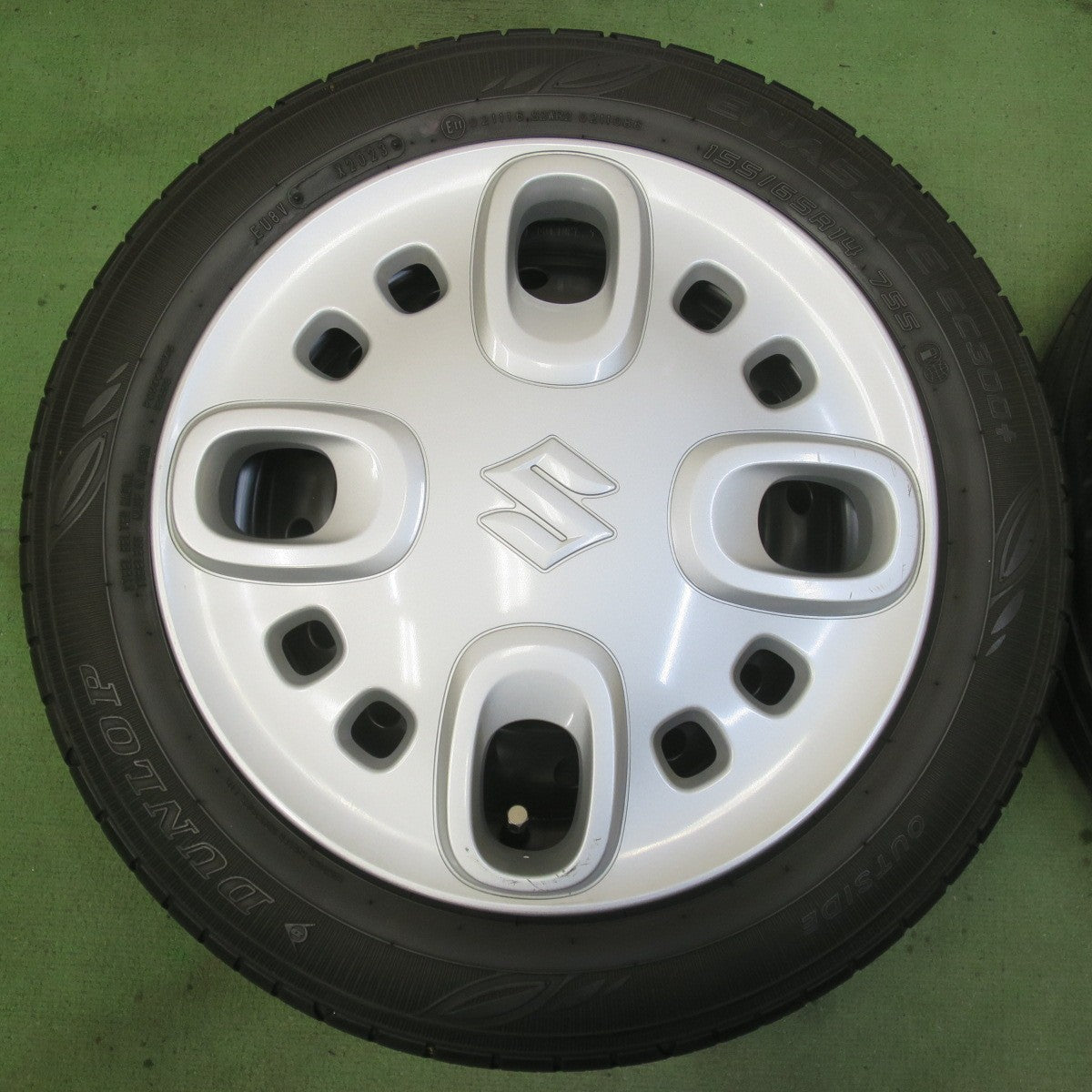 キレイ！23年◎スズキ スペーシア 純正 スチール 155/65R14 ダンロップ エナセーブ EC300+ 14インチ PCD100/4H◎6090702IMノ