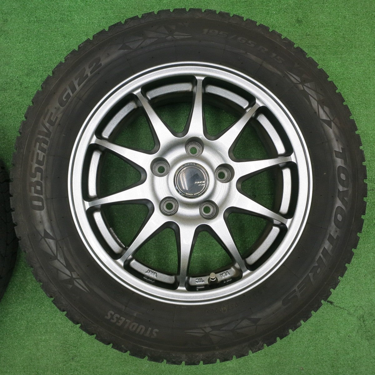 [送料無料] バリ溝！22年！キレイ！9.5分★スタッドレス 195/65R15 トーヨー オブザーブ GIZ2 ZACK JP-202 MONZA ザック 15インチ PCD114.3/5H★4102906NJス