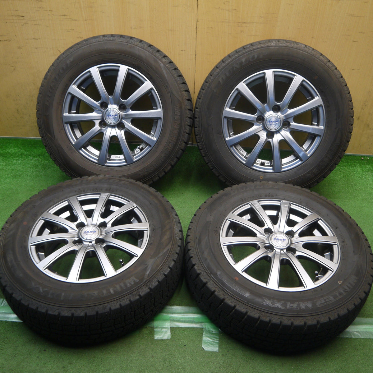 バリ溝！キレイ！9分◎スタッドレス 185/70R14 ダンロップ ウインターマックス WM02 ZACK JP-110 MONZA ザック モンツァ 14インチ PCD100/4H◎6091405Hス