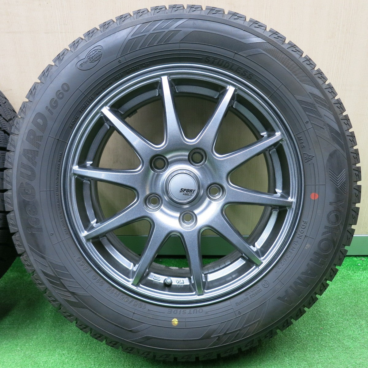 [送料無料] バリ溝！23年！キレイ！9.5分★スタッドレス 195/65R15 ヨコハマ アイスガード iG60 SPORT ABELIA 15インチ PCD114.3/5H★4111804NJス