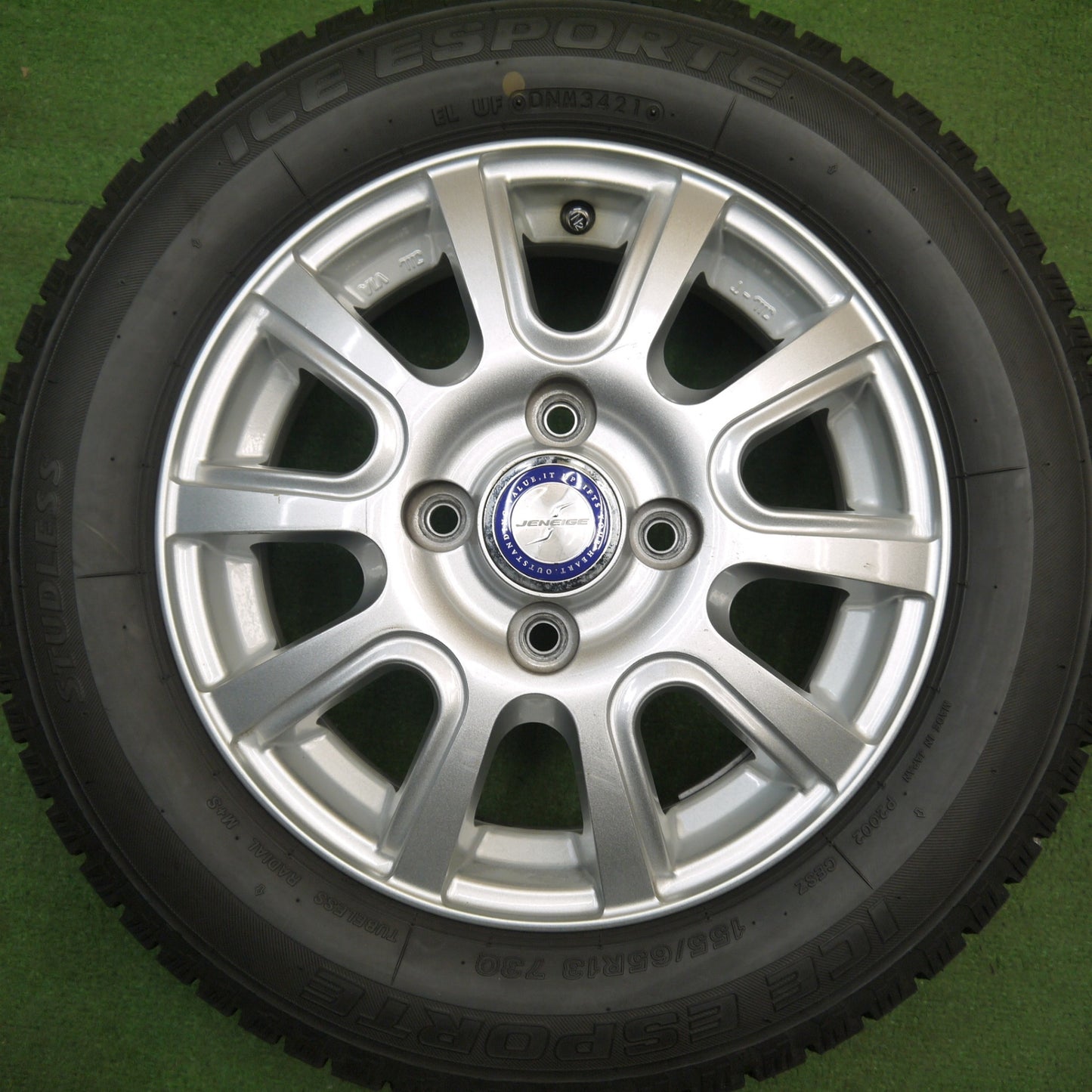 バリ溝！8.5分★スタッドレス 155/65R13 アイス エスポルテ JENEIGE 社外 アルミ 13インチ PCD100/4H★6030302Hス
