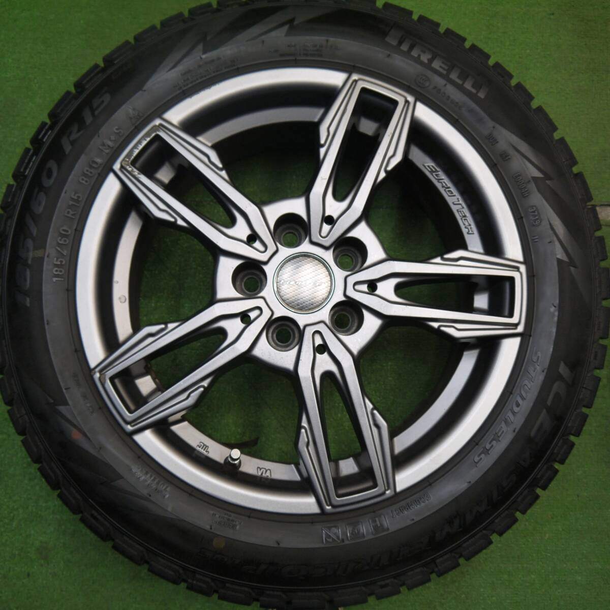 4本価格★アウディ A1 等 EUROTECH GAYA ELISI 185/60R15 スタッドレス ピレリ アイスアシンメトリコ プラス 15インチ PCD100/5H★5040111Hス