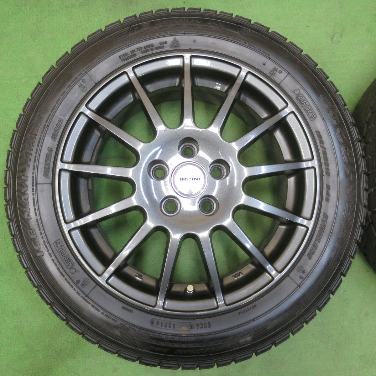 バリ溝！キレイ！9分★アウディ ワーゲン等 IRVINE F01 185/60R15 スタッドレス グッドイヤー アイスナビ ZEA2 アーヴィン 15インチ PCD100/5H★5031702イス
