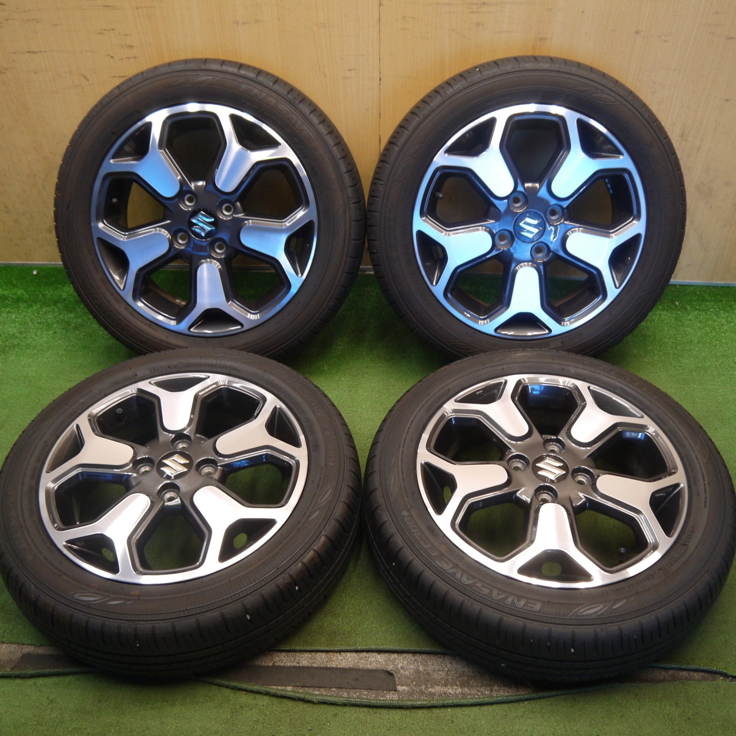 バリ溝！24年！キレイ！9.5分◎スズキ MR52S MR92S ハスラー Jスタイル 純正 165/60R15 ダンロップ エナセーブ EC300+ 15インチ PCD100/4H◎6082405Hノ