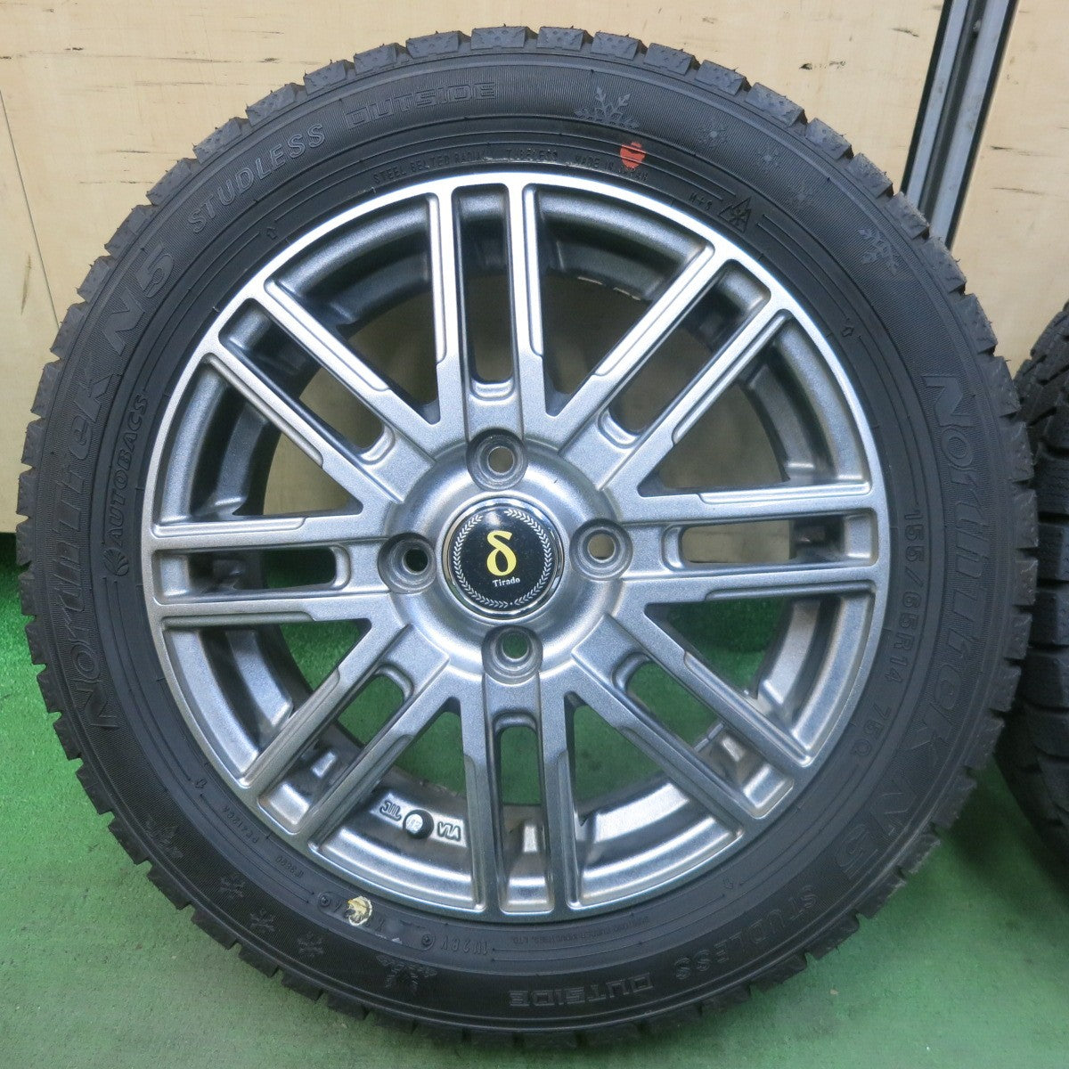 超バリ溝！24年！キレイ！ほぼ10分★スタッドレス 155/65R14 オートバックス ノーストレック N5 Tirado Epsilon ε ティラード イプシロン 14インチ PCD100/4H★5110701SKス