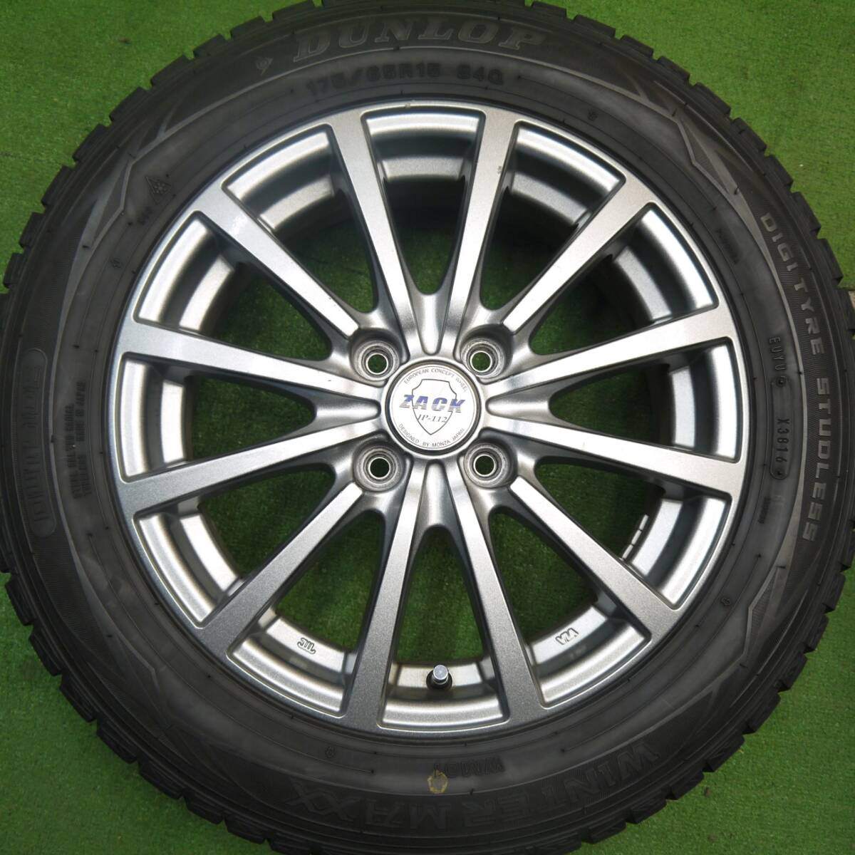 バリ溝！キレイ！9.5分★スタッドレス 175/65R15 ダンロップ ウインターマックス WM01 ZACK JP-112 MONZA ザック 15インチ PCD100/4H★5032809Hス