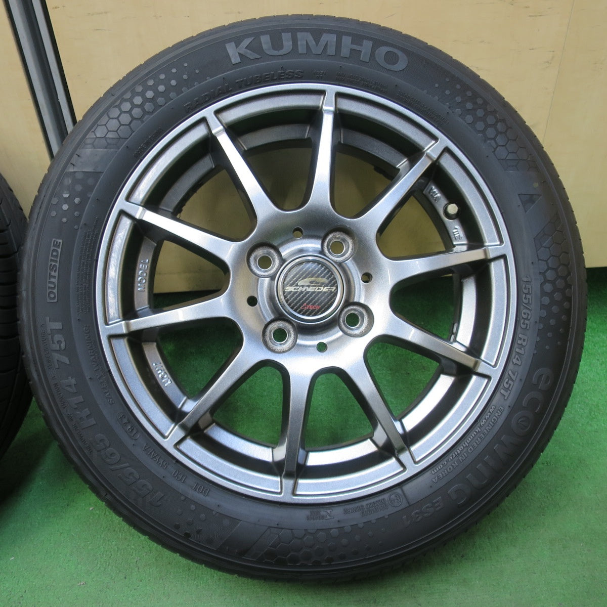 キレイ！23年★155/65R14 クムホ ECOWING ES31 SCHNEIDER シュナイダー 14インチ PCD100/4H★5070703イノ